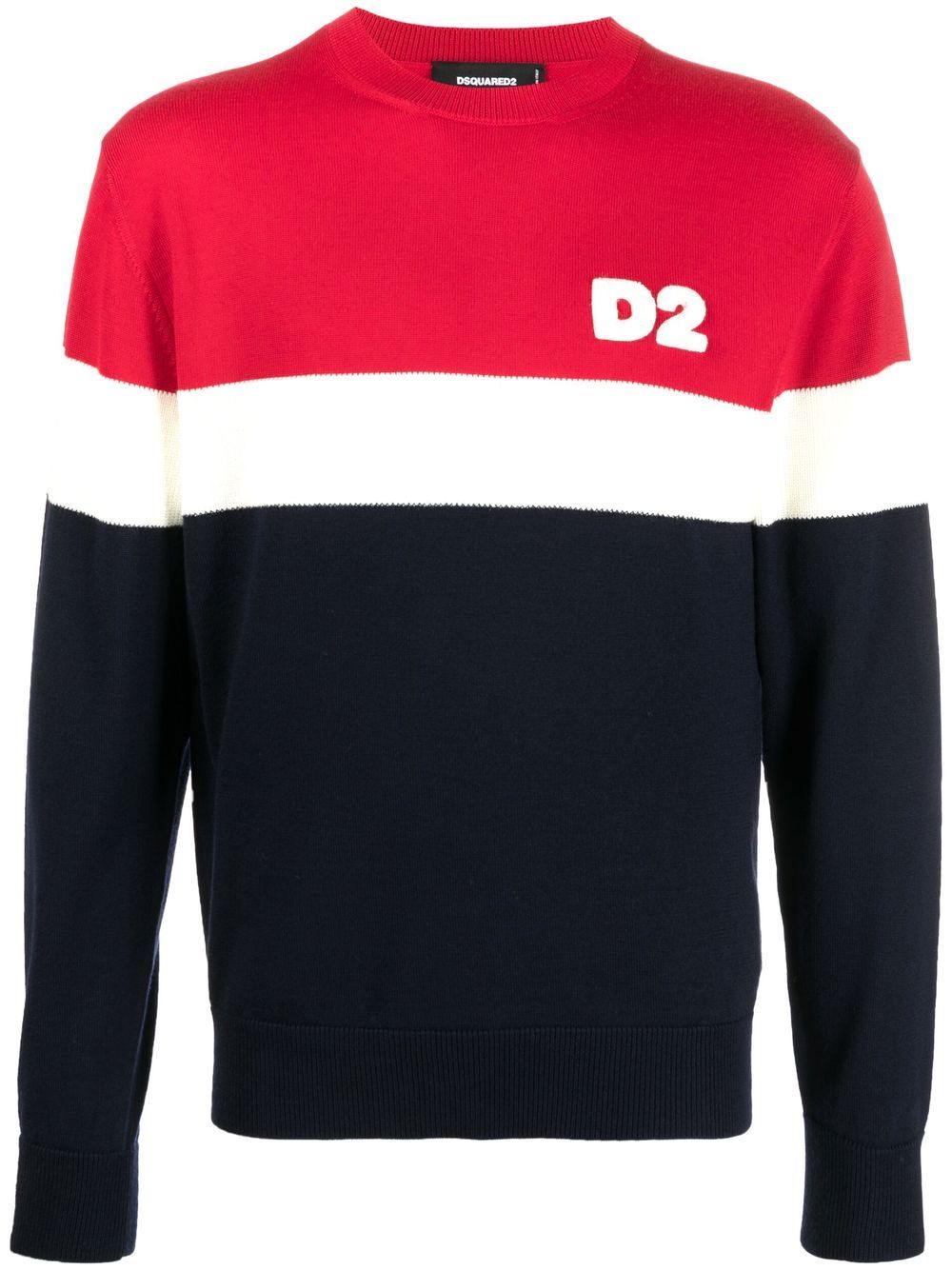 DSQUARED2 D2次方 拼色羊毛毛衣 - 蓝色