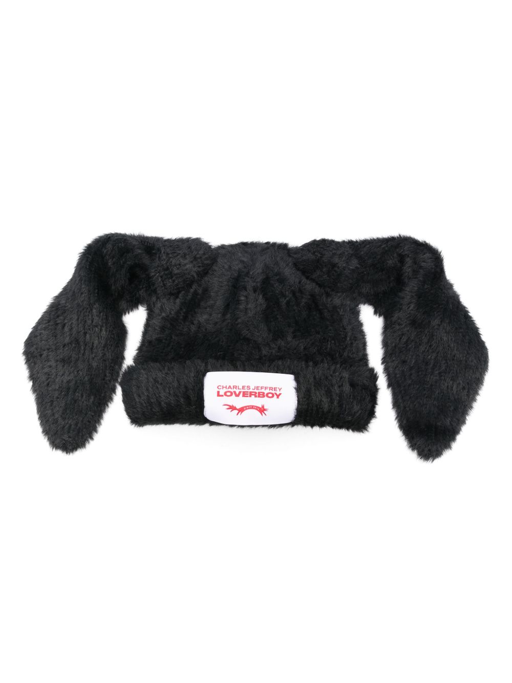 Charles Jeffrey Loverboy Fluffy Chunky Rabbit 套头帽 - 黑色