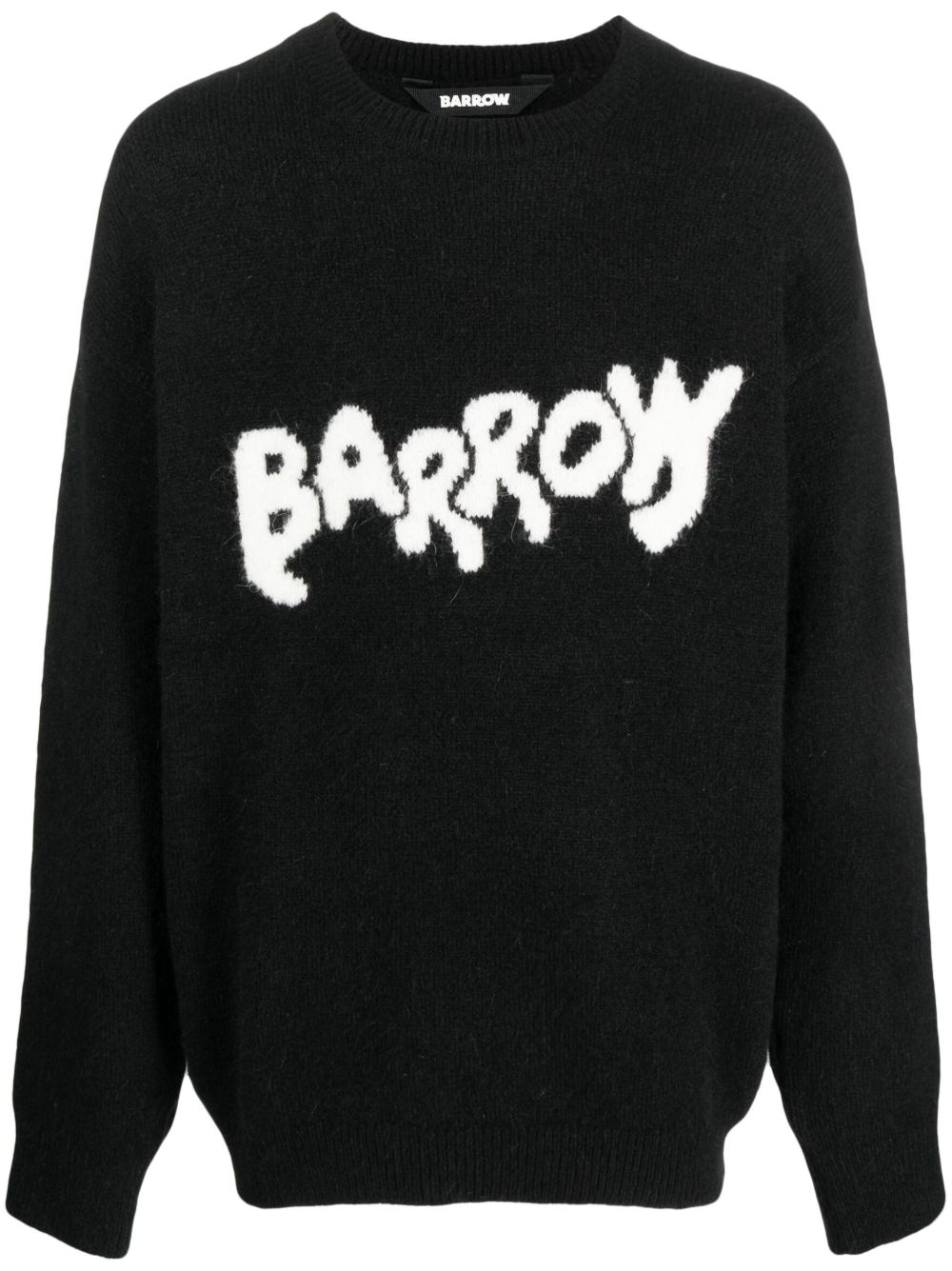 BARROW logo嵌花针织拉绒毛衣 - 黑色