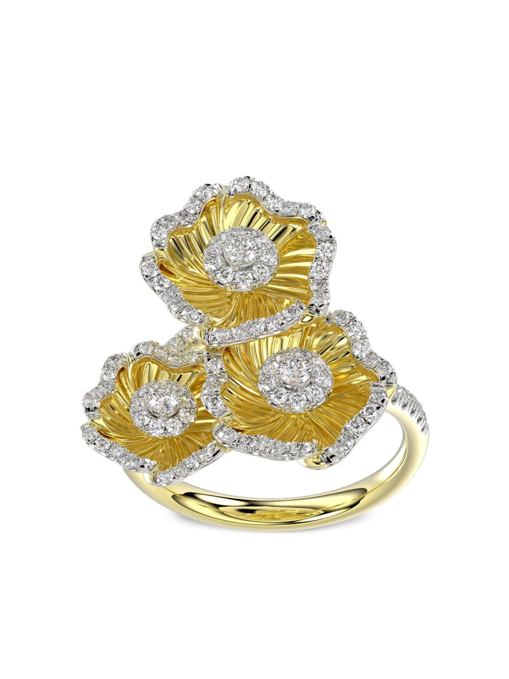 Marchesa 18K黄金 Halo Flower 钻石戒指 - 金色