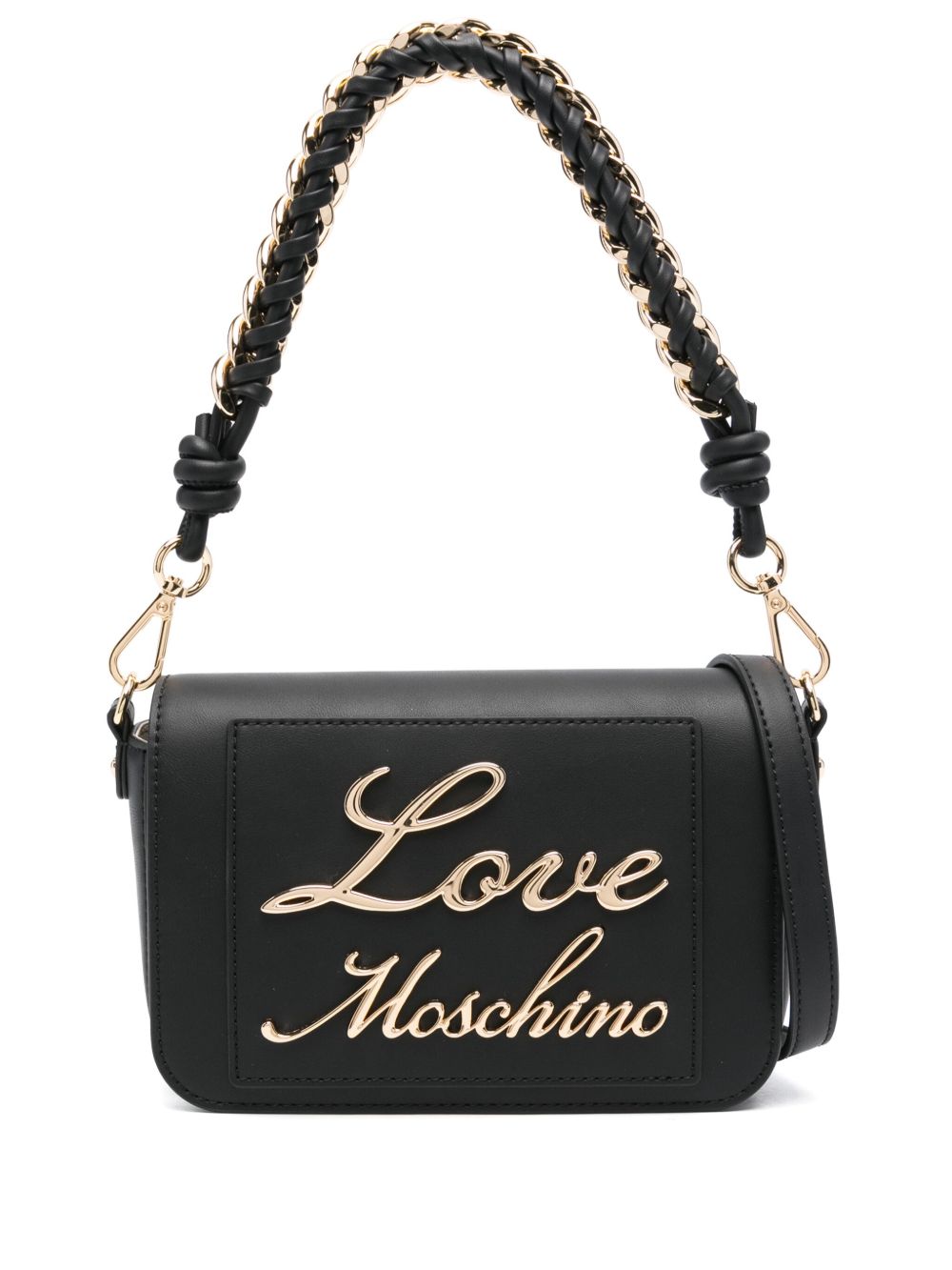 Love Moschino logo标牌单肩包 - 黑色