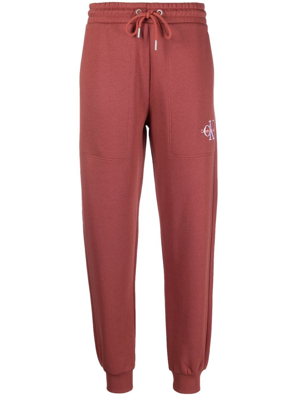 Calvin Klein Jeans logo刺绣运动裤 - 红色