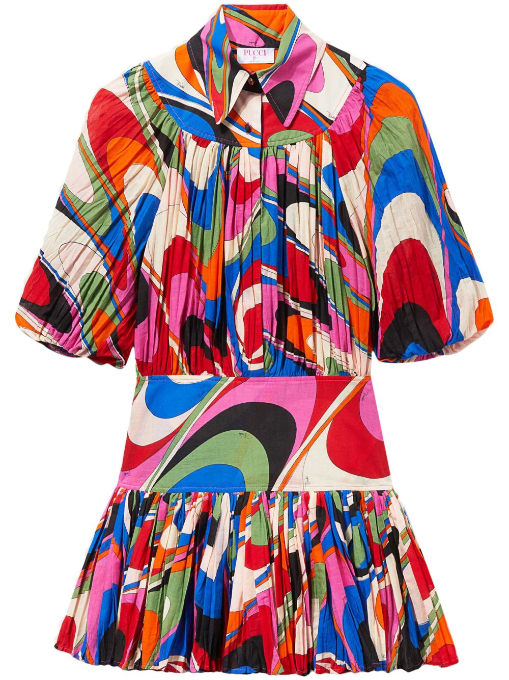 PUCCI 抽象印花缩褶迷你连衣裙 - 彩色