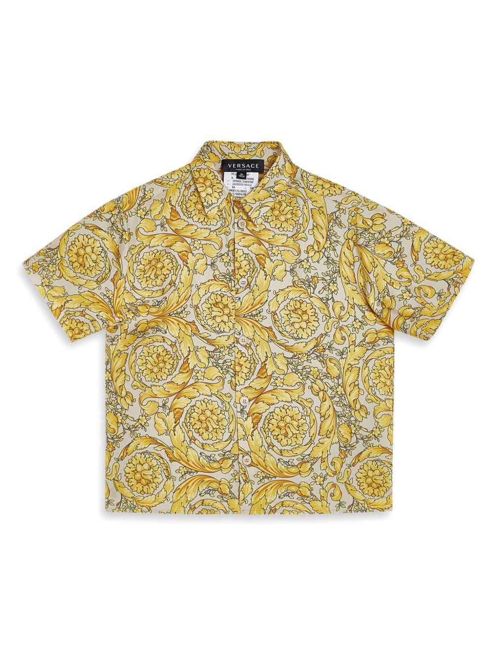 Versace Kids 巴洛克印花真丝衬衫 - 黄色