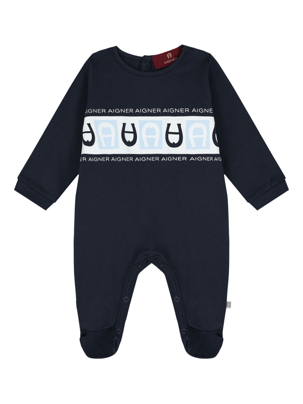 Aigner Kids logo印花连体衣 - 蓝色