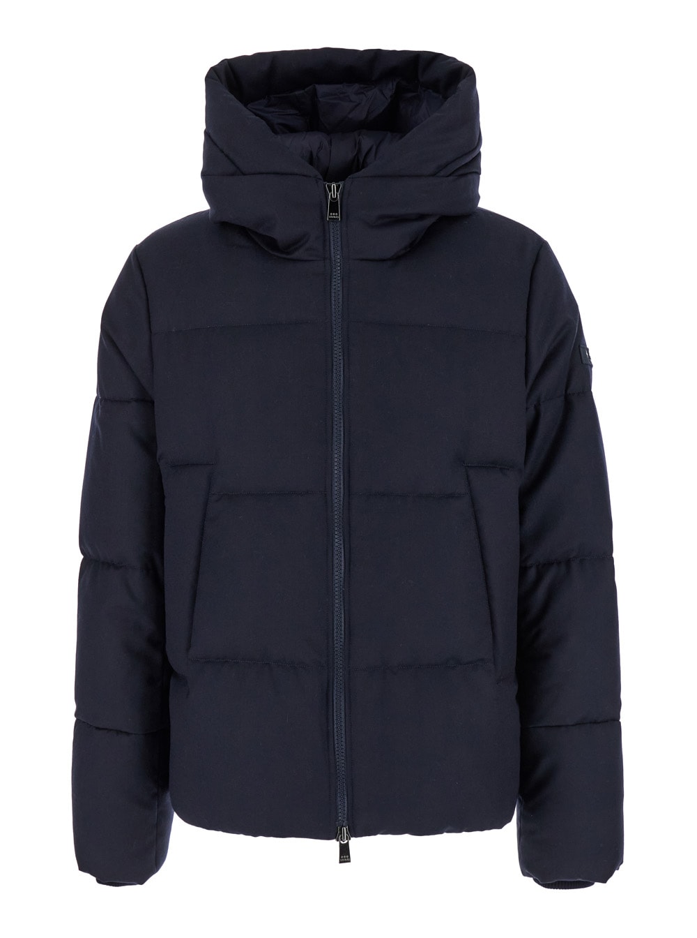 TATRAS antoldo Blue Down Jacket With Hood And Logo Patch In Wool Man