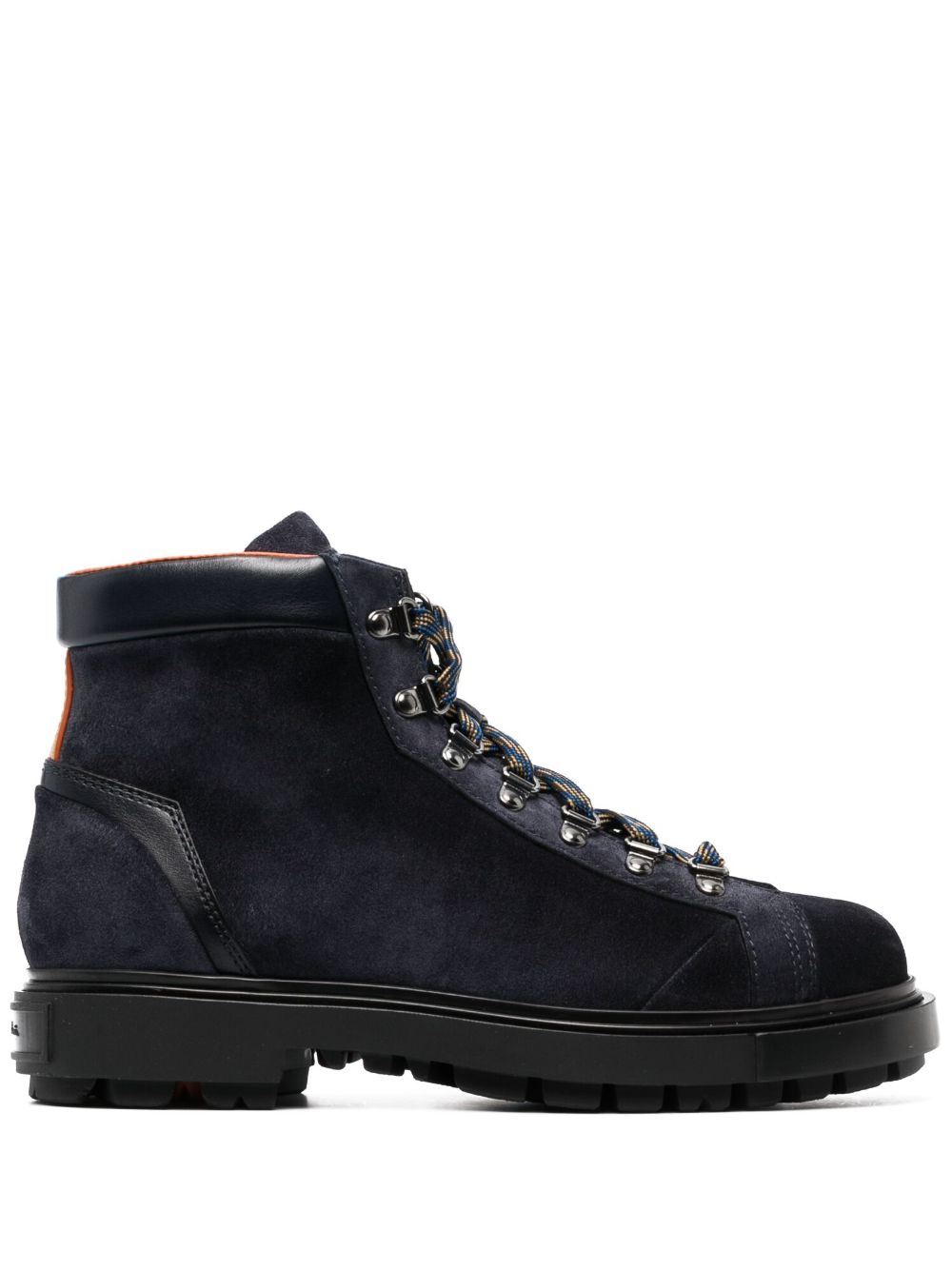 Santoni 绒面皮系带短靴 - 蓝色