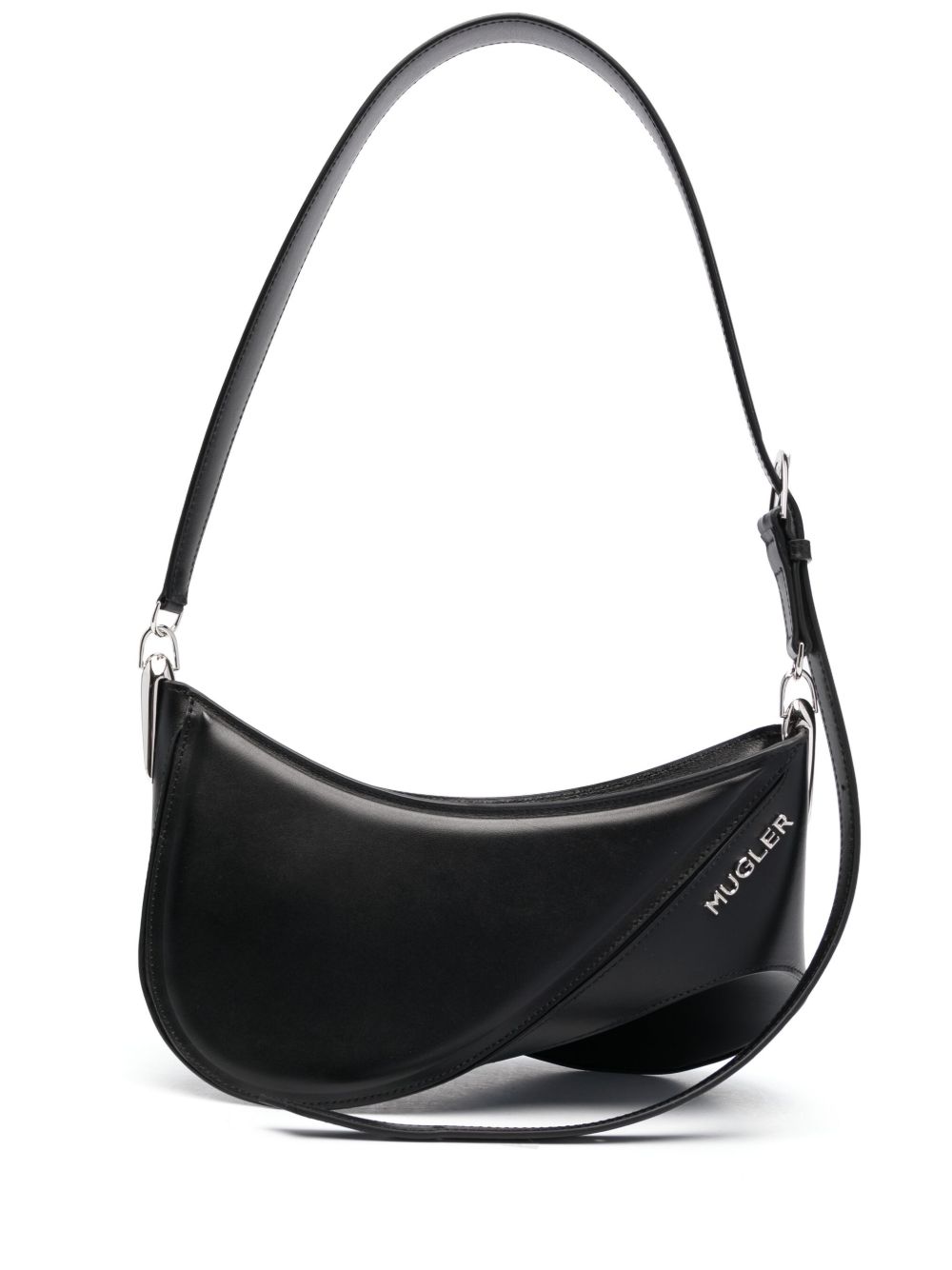 Mugler Spinal Curve 01 中号斜挎包 - 黑色