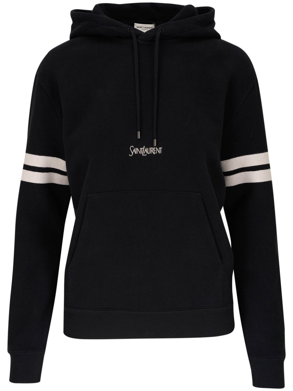 Saint Laurent 条纹棉连帽衫 - 黑色
