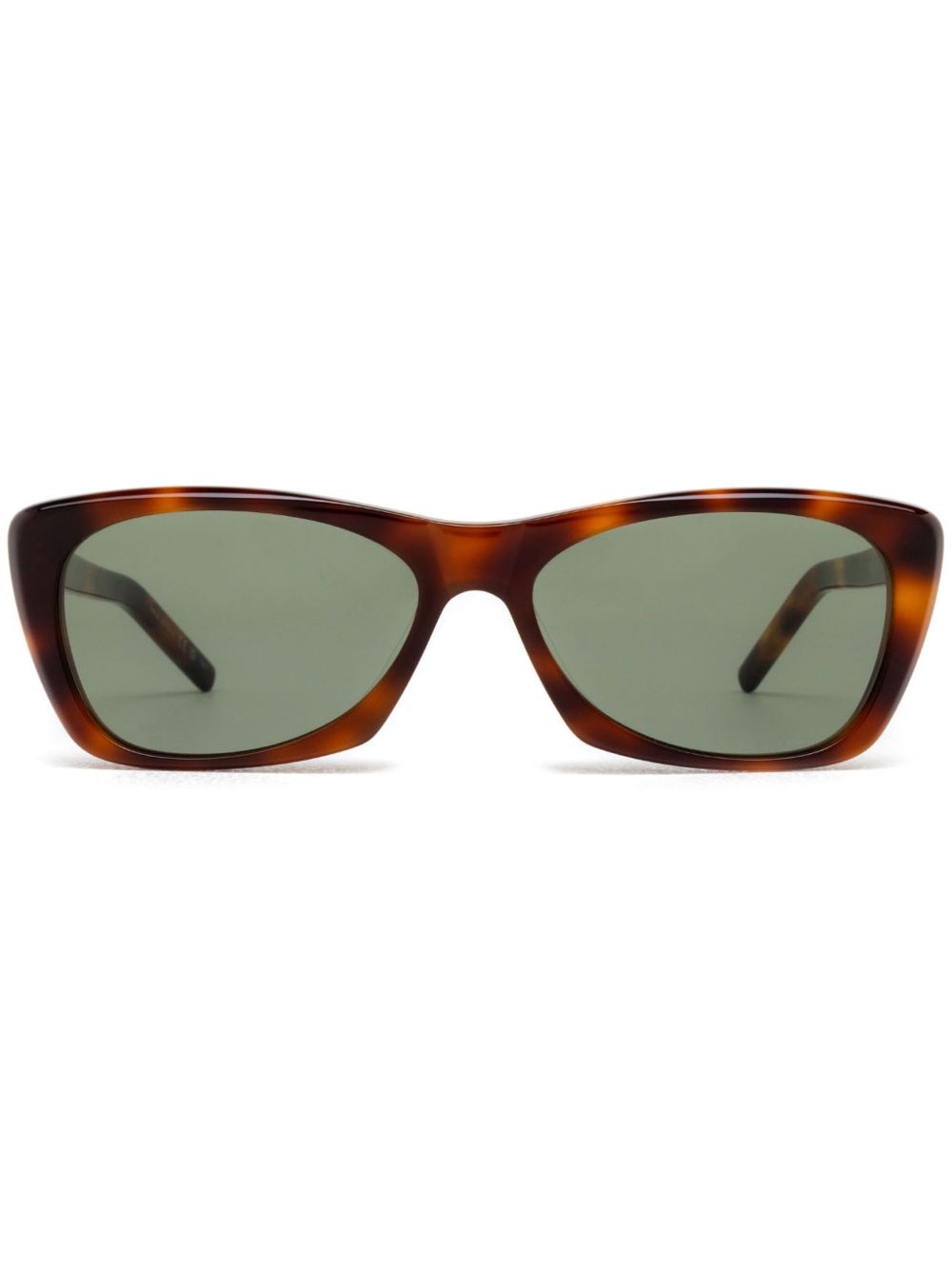 Saint Laurent Eyewear 玳瑁纹长方形框太阳眼镜 - 绿色