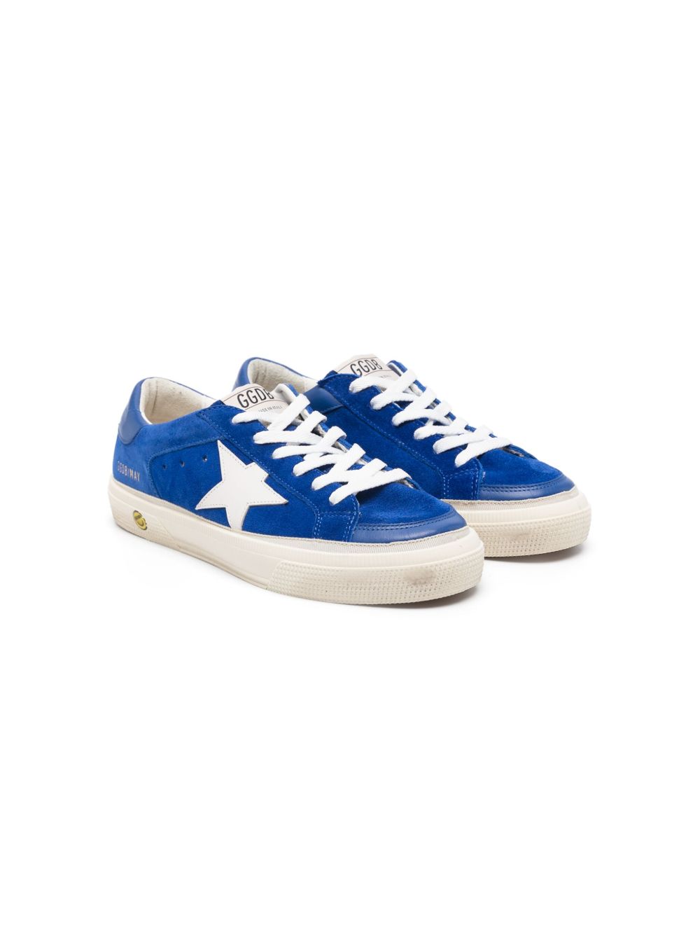 Golden Goose Kids Super-Star 系带绒面皮运动鞋 - 蓝色