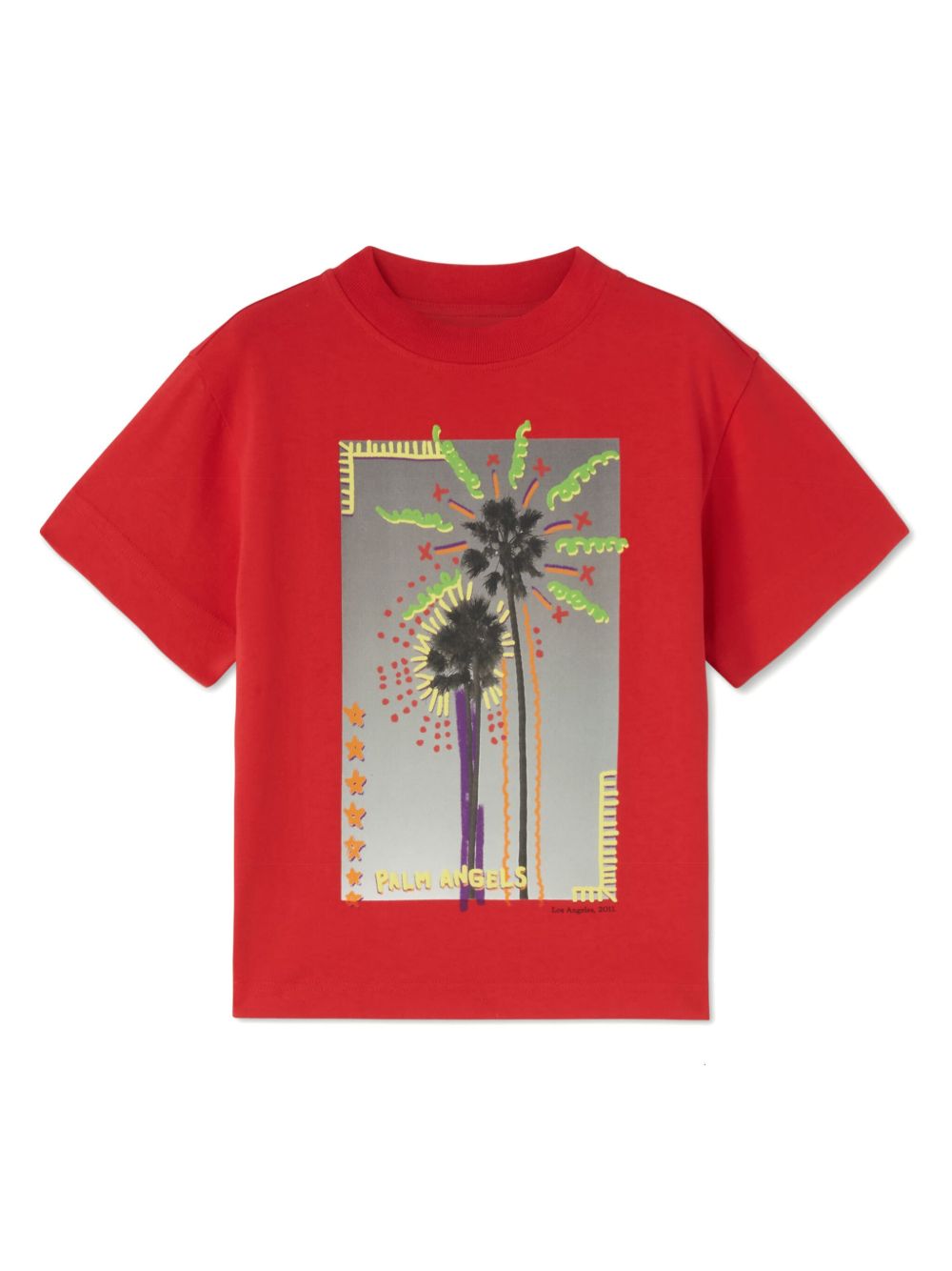 Palm Angels Kids 照片印花棉T恤 - 红色