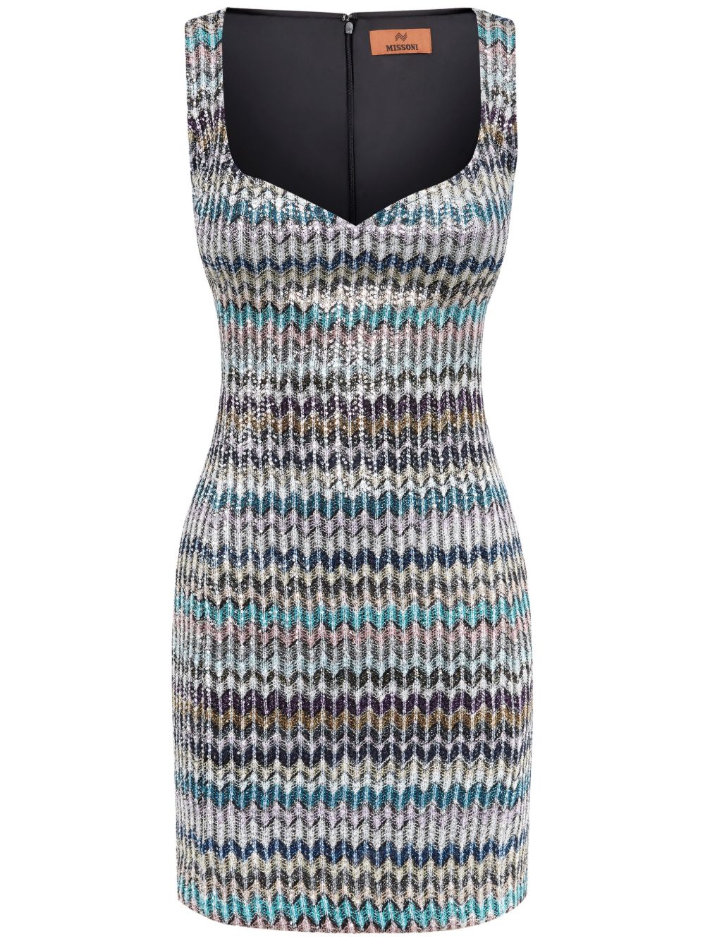 Missoni 金属丝面料针织迷你连衣裙 - 蓝色