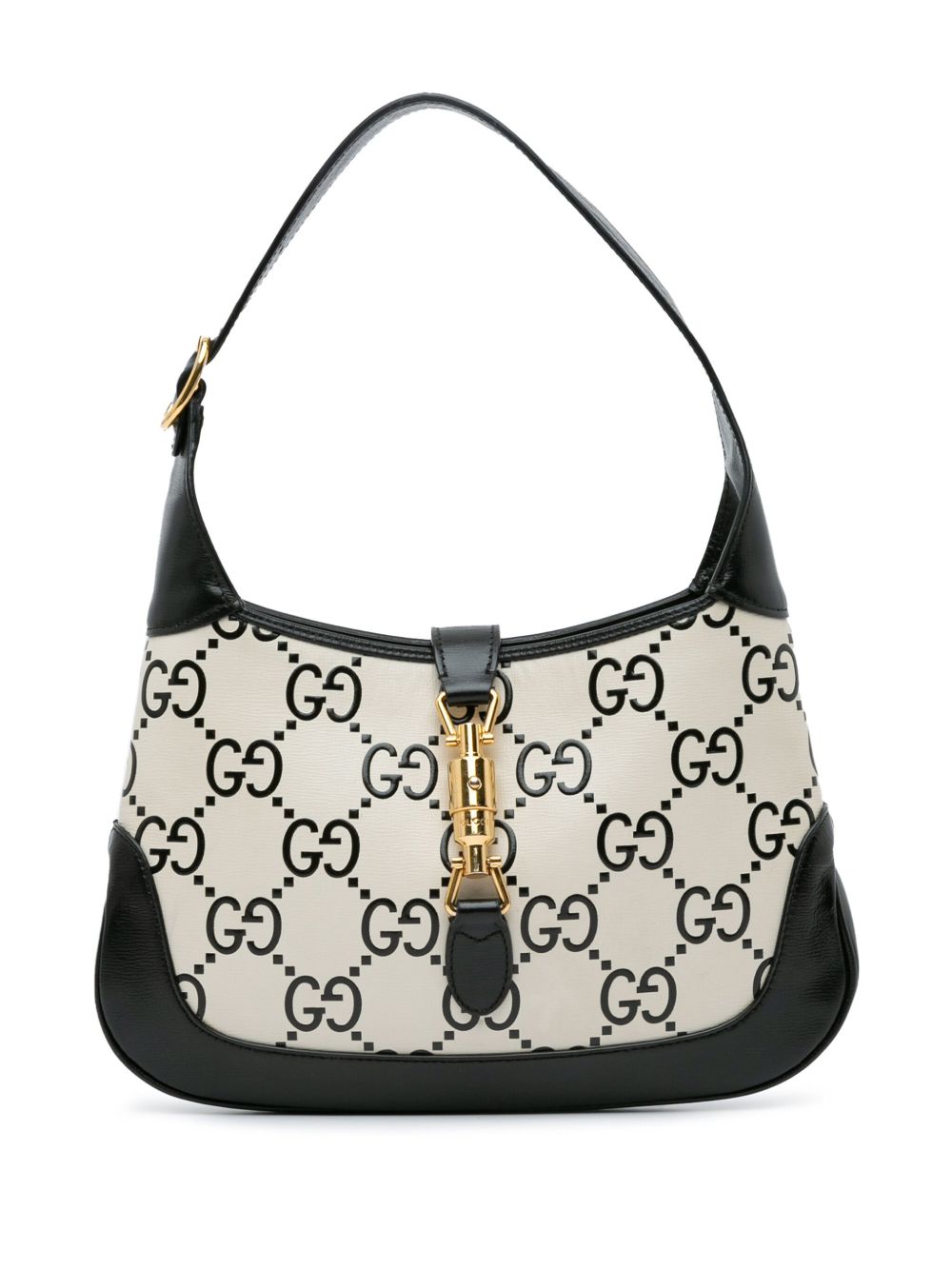Gucci Pre-Owned Jackie 1961 GG 印花皮质小号斜挎包（2016-2023年典藏款） - 黑色