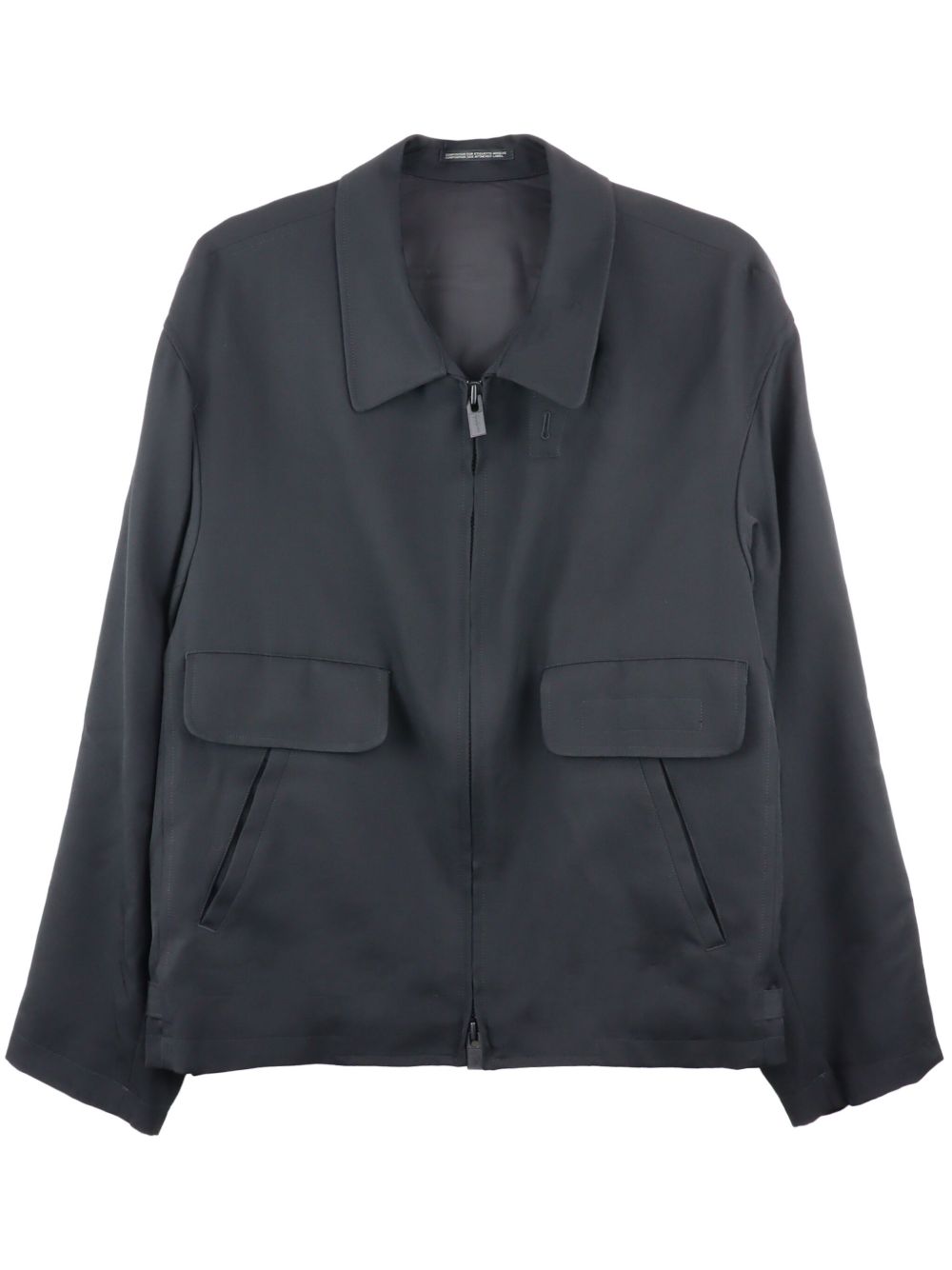 Yohji Yamamoto 羊毛华达呢飞行员夹克 - 黑色