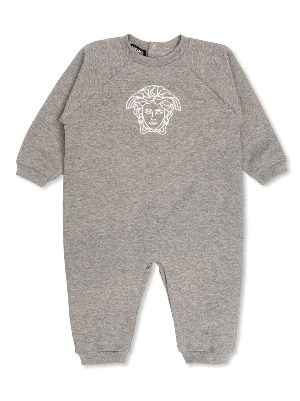 Versace Kids logo刺绣棉质混纺连体衣 - 灰色