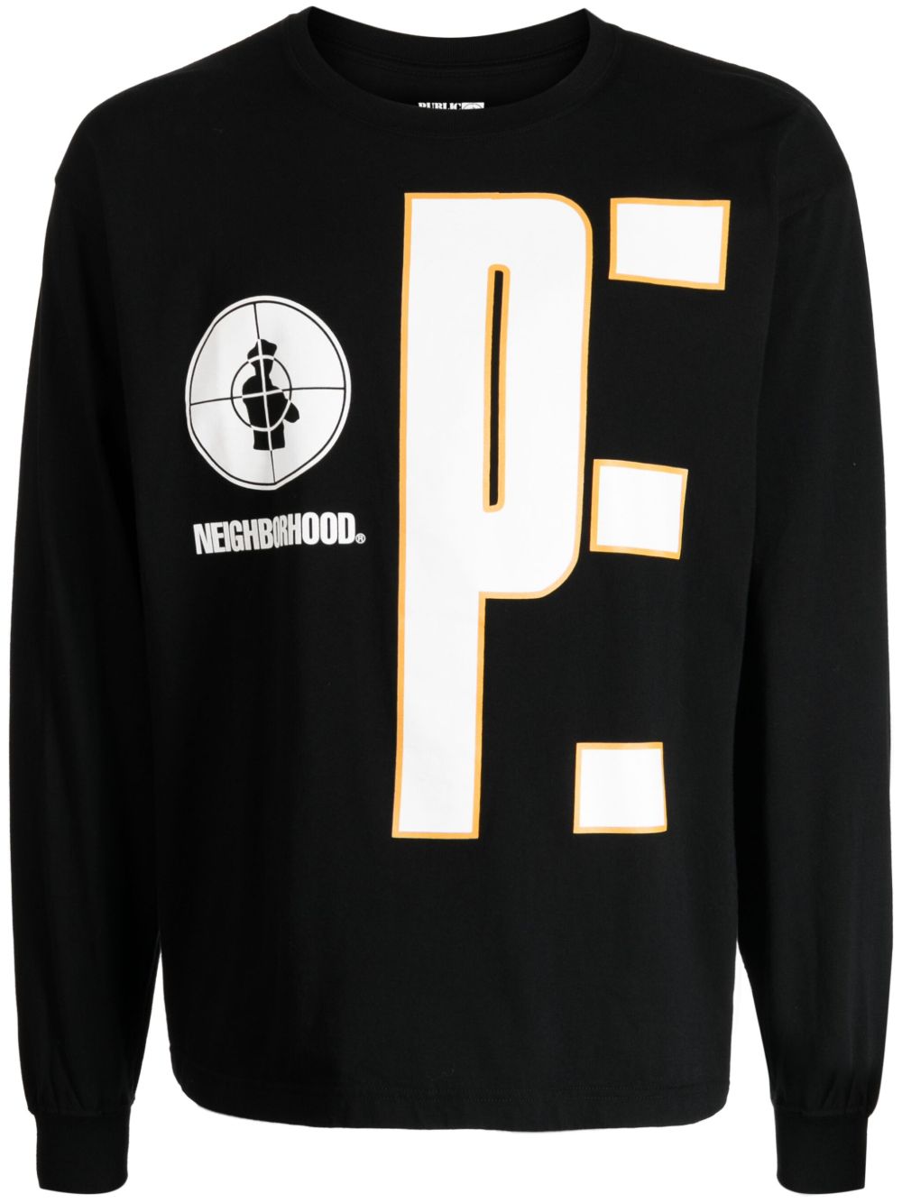 Neighborhood x Public Enemy logo印花棉T恤 - 黑色