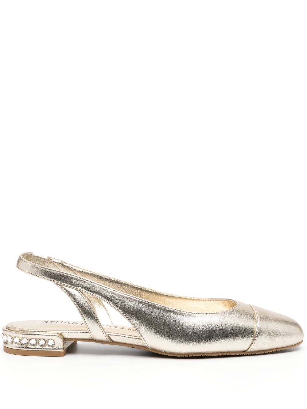 Stuart Weitzman Crystal Slingback 芭蕾平底鞋 - 金色