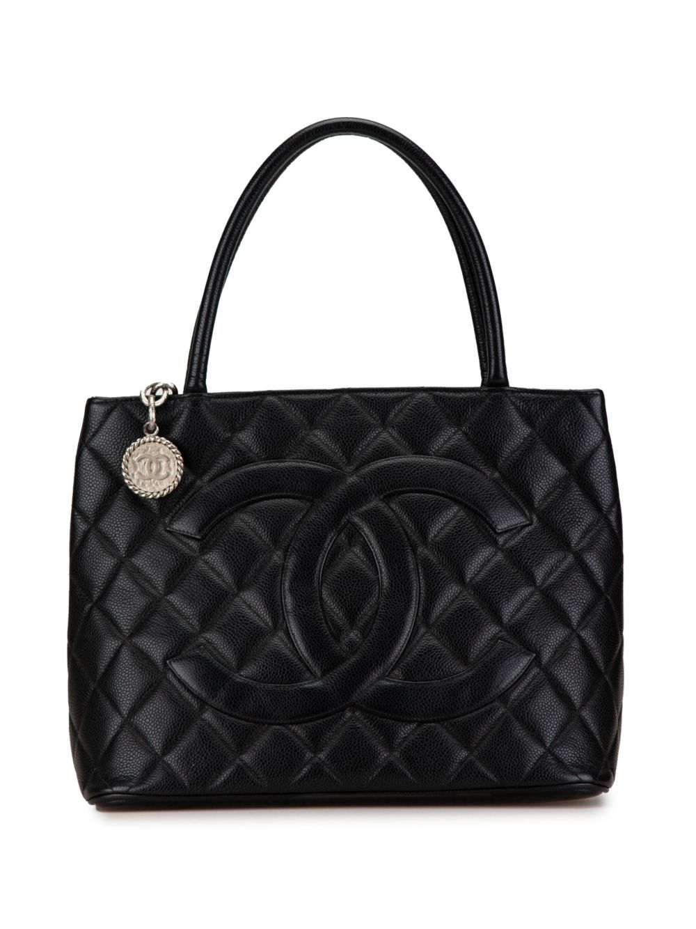 CHANEL Pre-Owned Caviar Medallion 托特包（2000-2002年典藏款） - 黑色