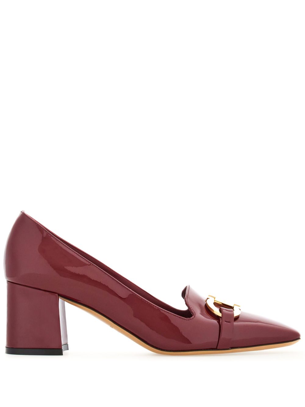 Ferragamo Gancini 扣环漆皮中跟鞋 - 红色