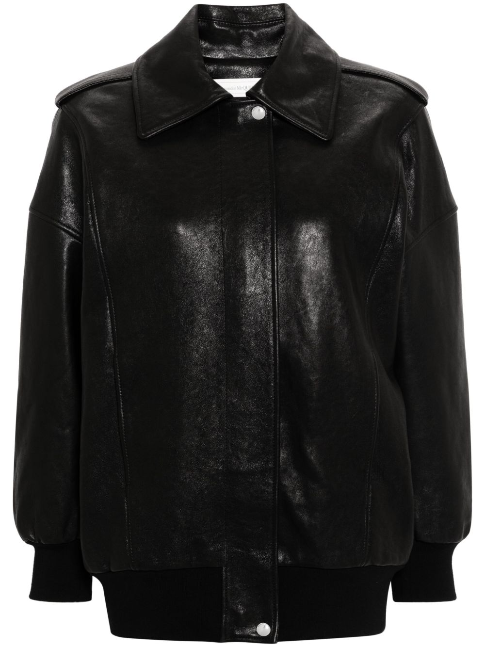 Alexander McQueen 皮质飞行员夹克 - 黑色