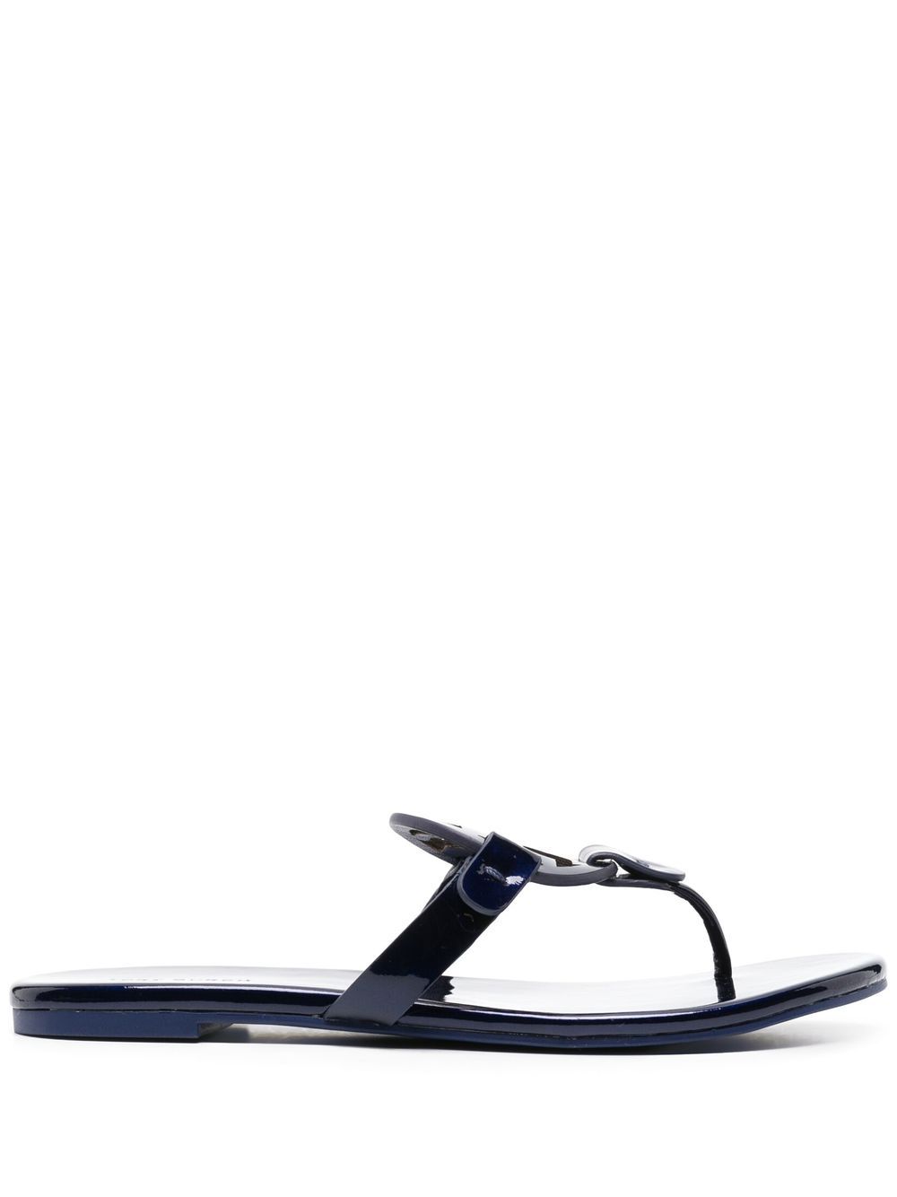 Tory Burch Double T 皮质人字拖 - 蓝色