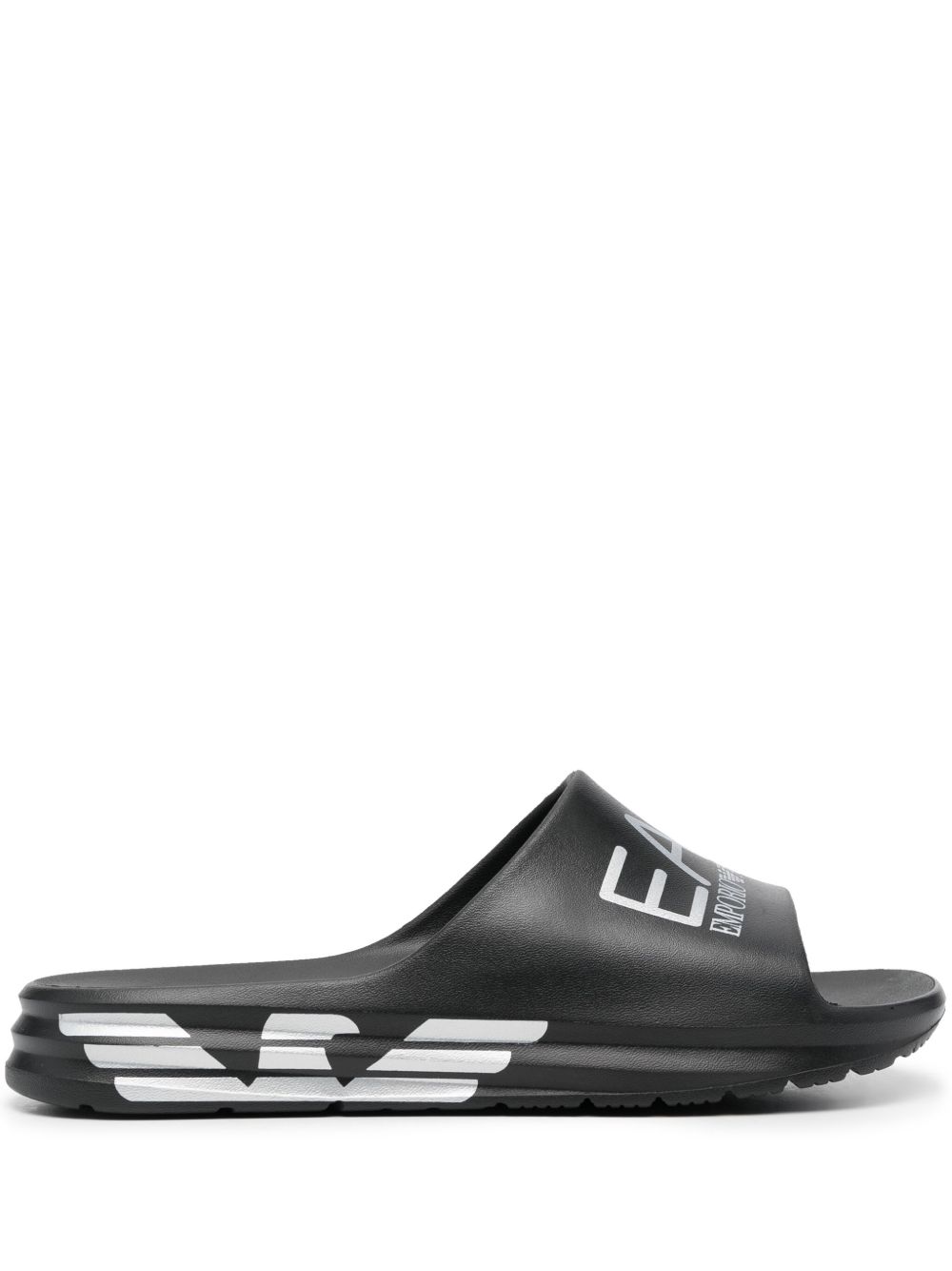 Ea7 Emporio Armani logo印花套穿式拖鞋 - 黑色