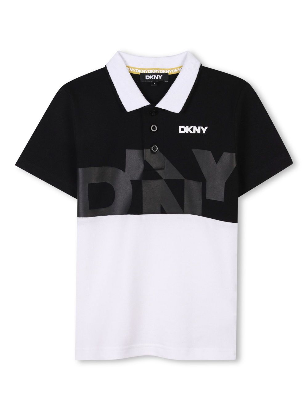 Dkny Kids logo印花polo衫 - 黑色