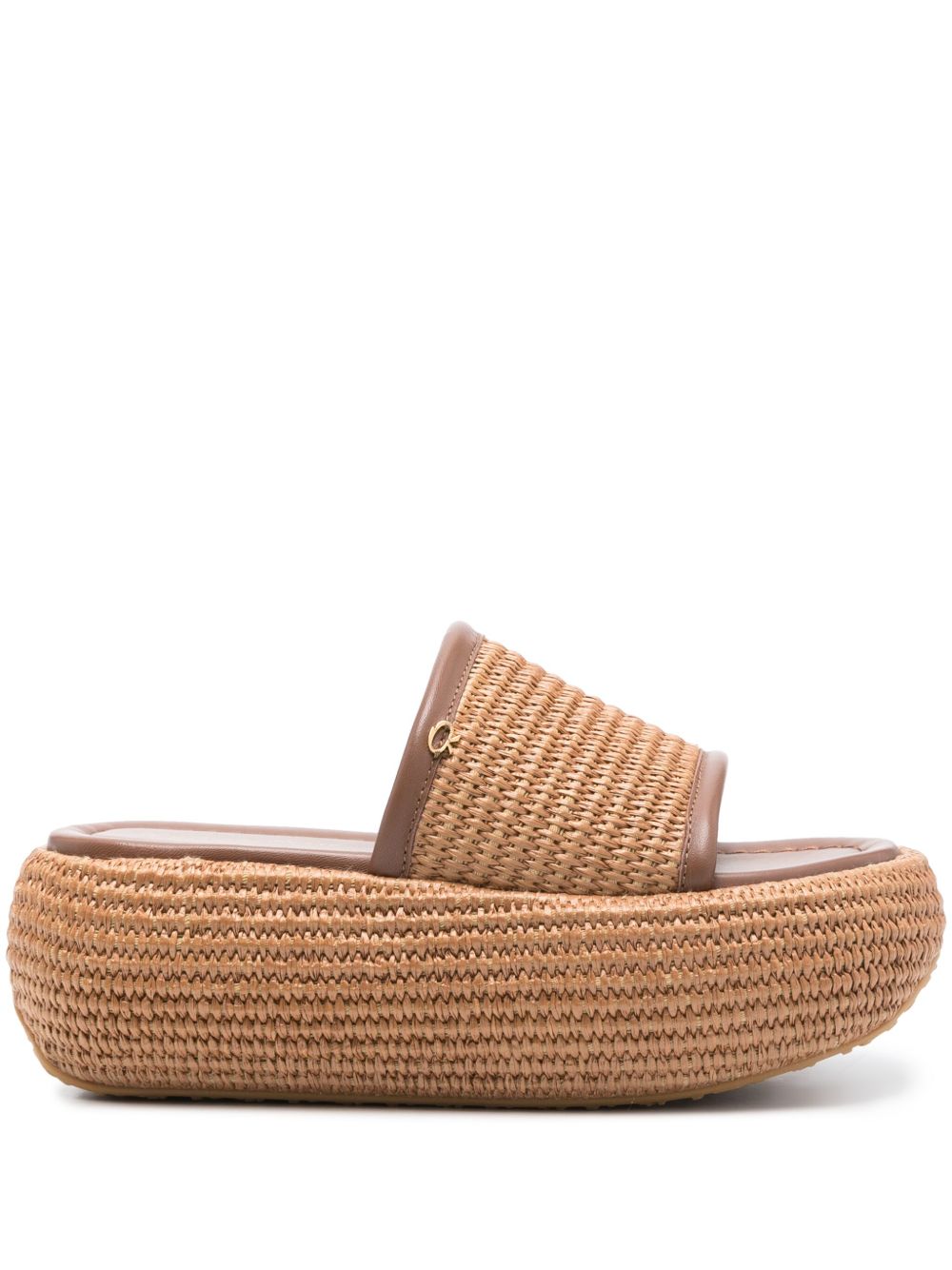 Gianvito Rossi 编织拉菲草中跟草编鞋 - 褐色