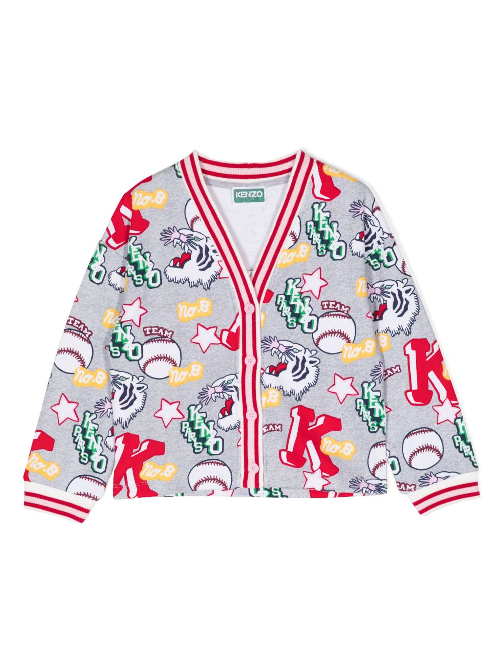 Kenzo Kids Club Baseball 排扣卫衣 - 灰色