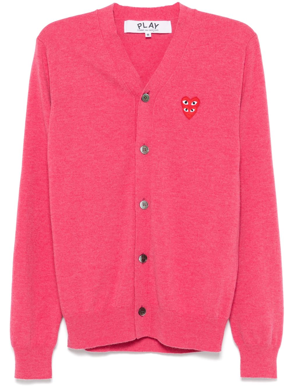 Comme Des Garçons Play V领双心形贴花开衫 - 粉色