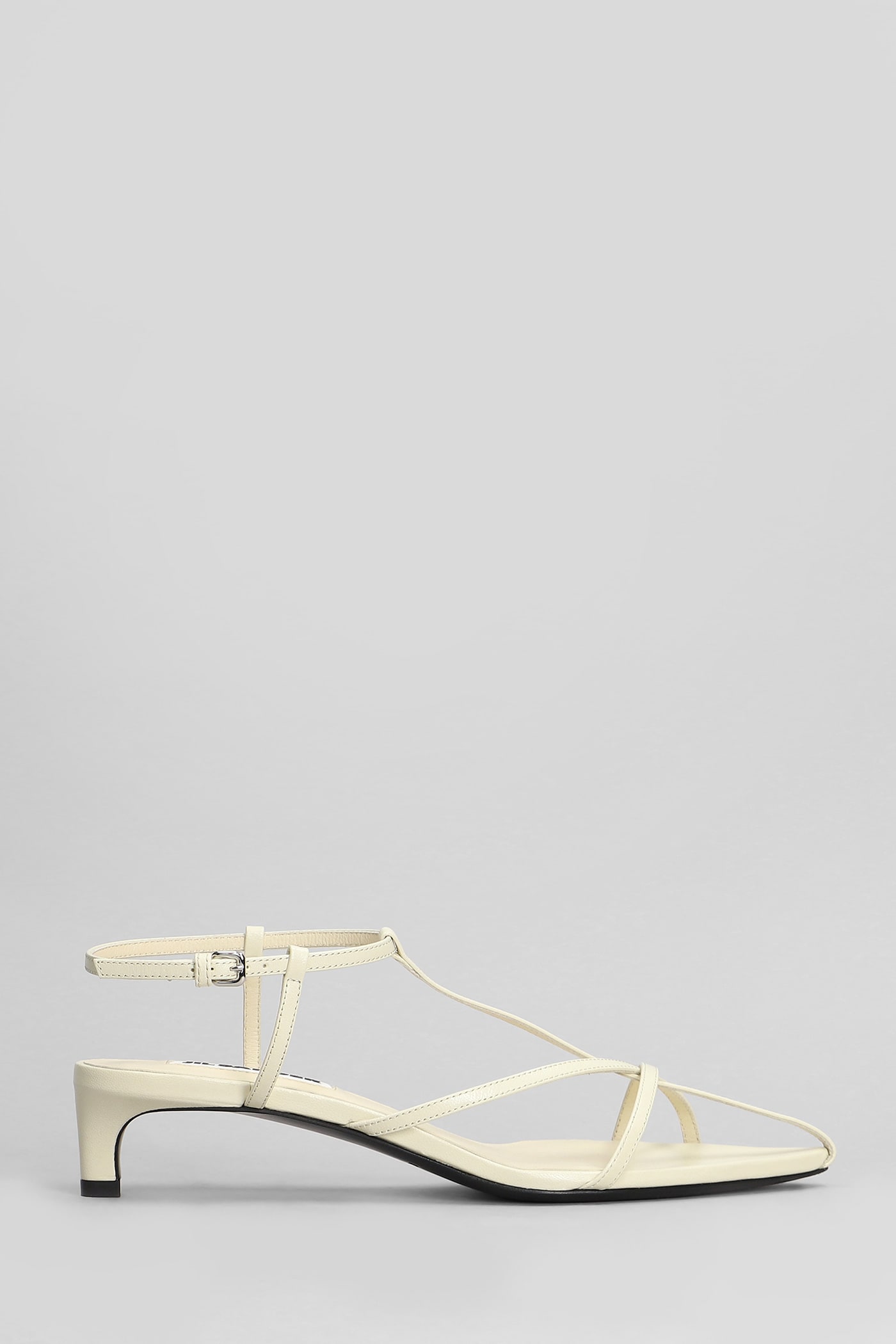 Jil Sander 象牙白皮革凉鞋