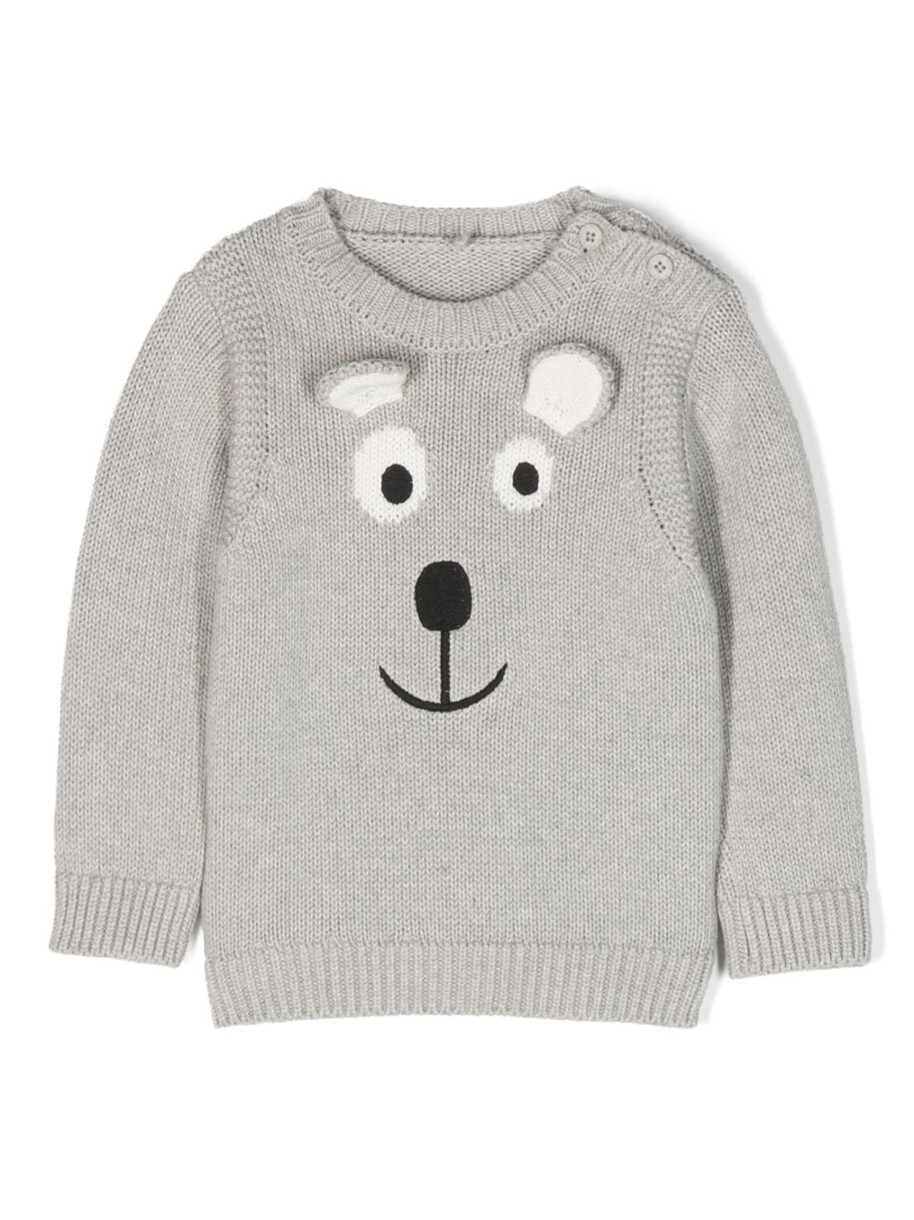 Stella McCartney Kids 嵌花针织棉毛衣 - 灰色