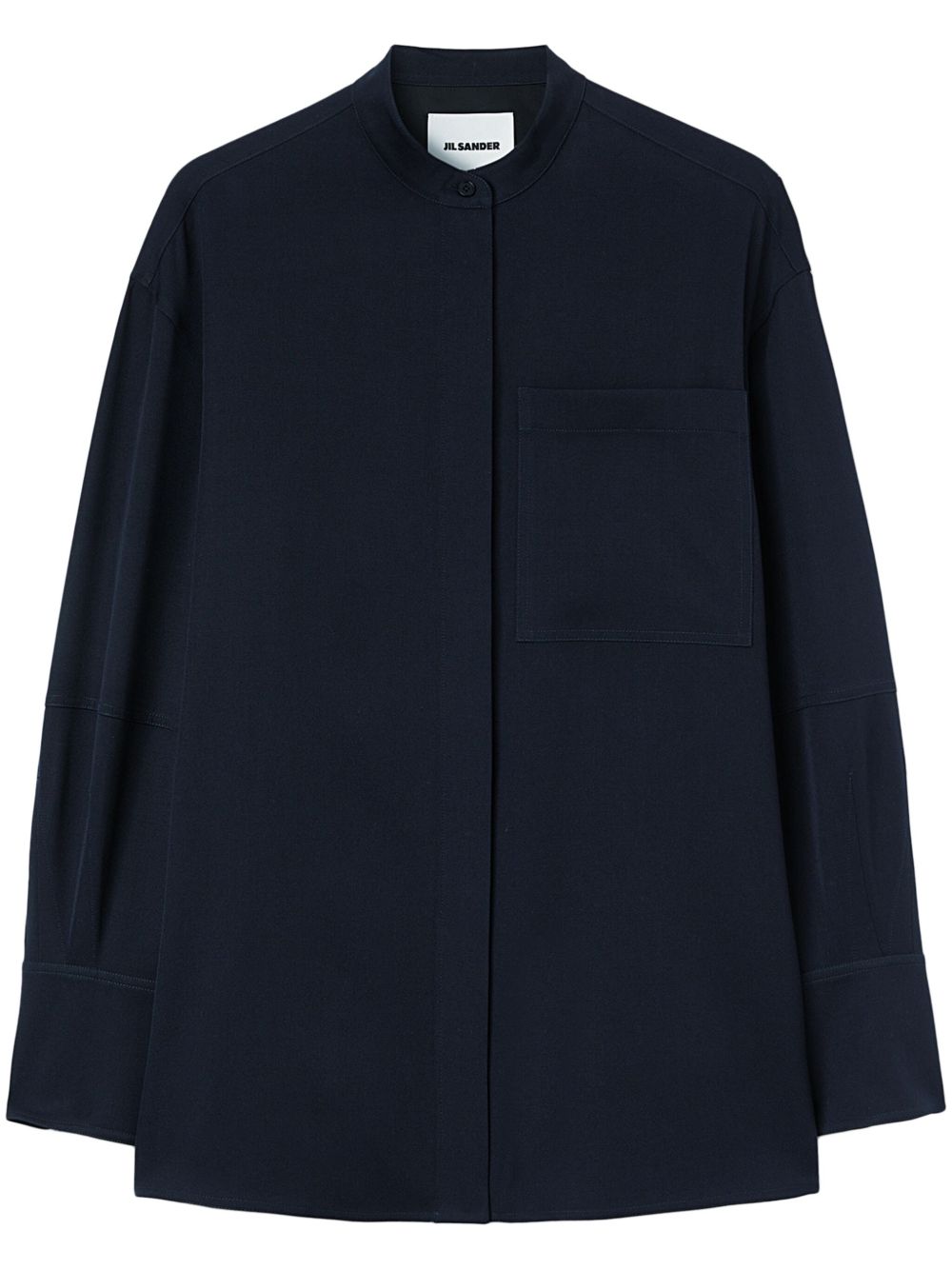 Jil Sander 无领排扣衬衫 - 蓝色