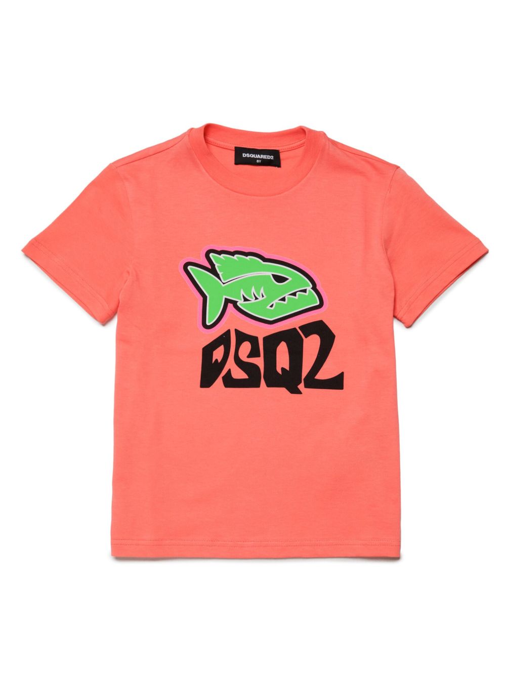 DSQUARED2 KIDS logo印花棉T恤 - 橘色