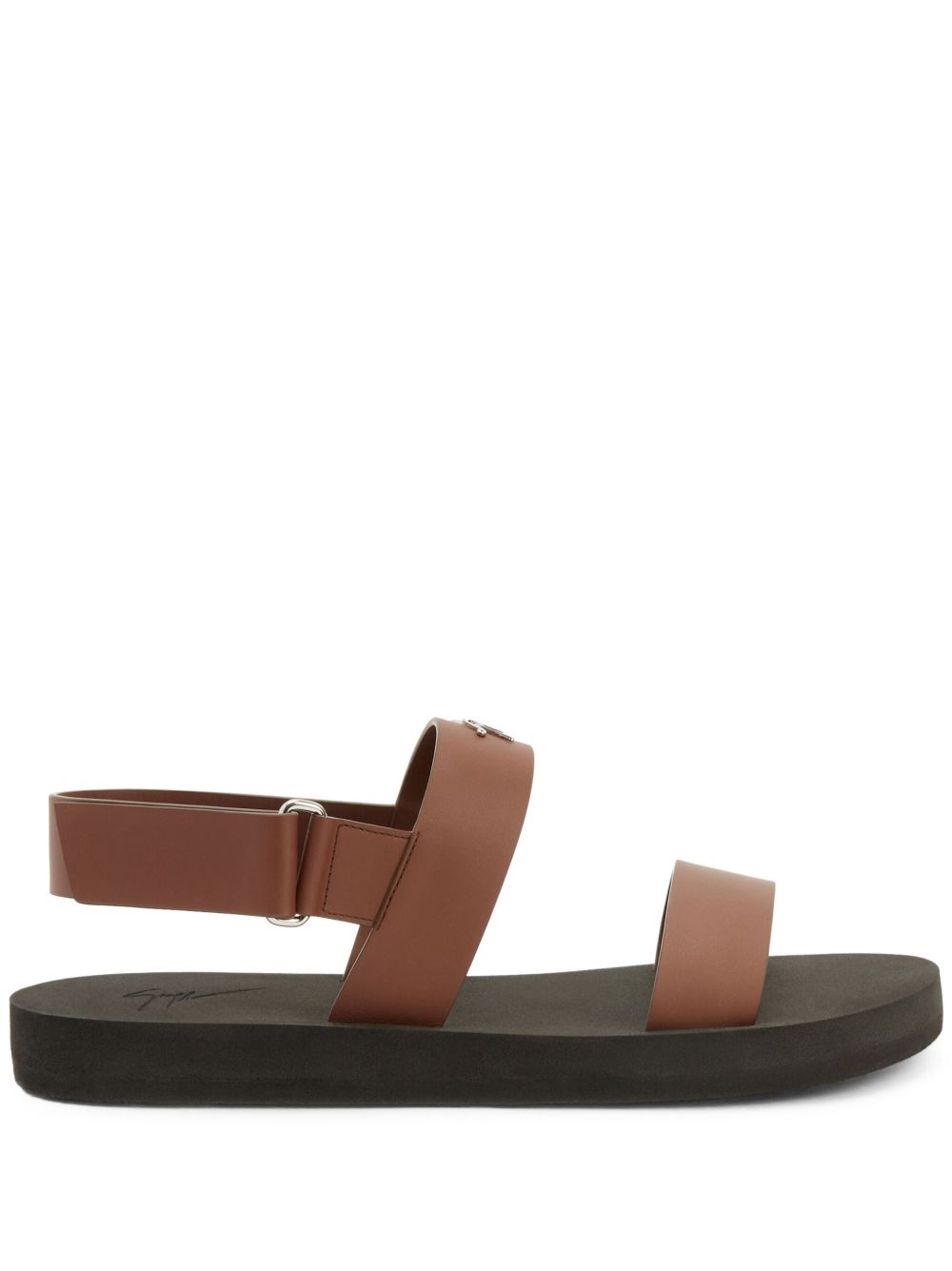 Giuseppe Zanotti Saiph logo标牌皮质凉鞋 - 褐色