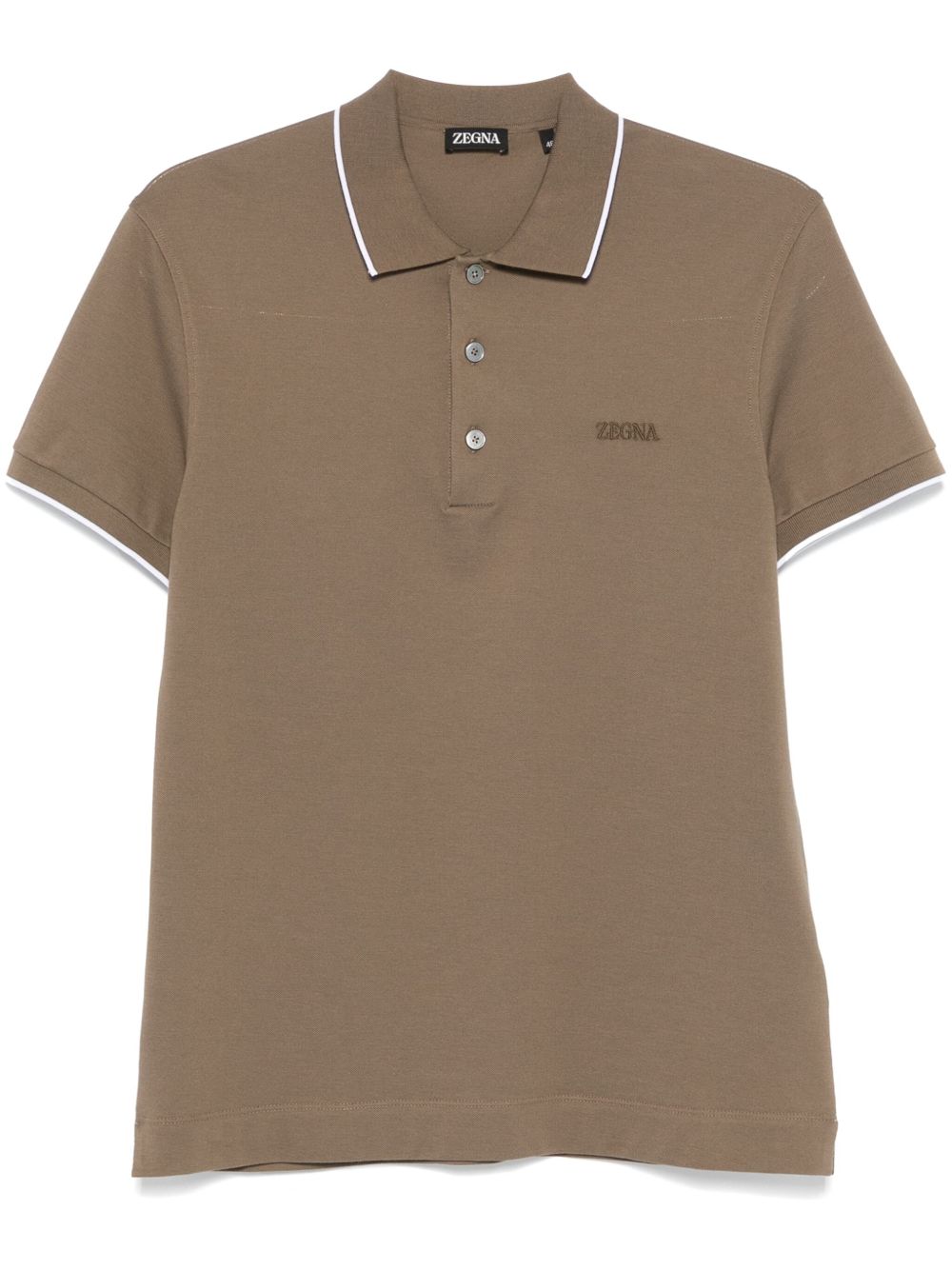 Zegna logo刺绣polo衫 - 绿色