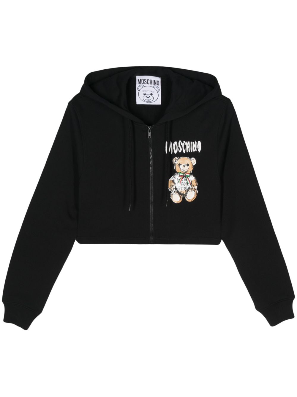 Moschino 棉短款连帽衫 - 黑色