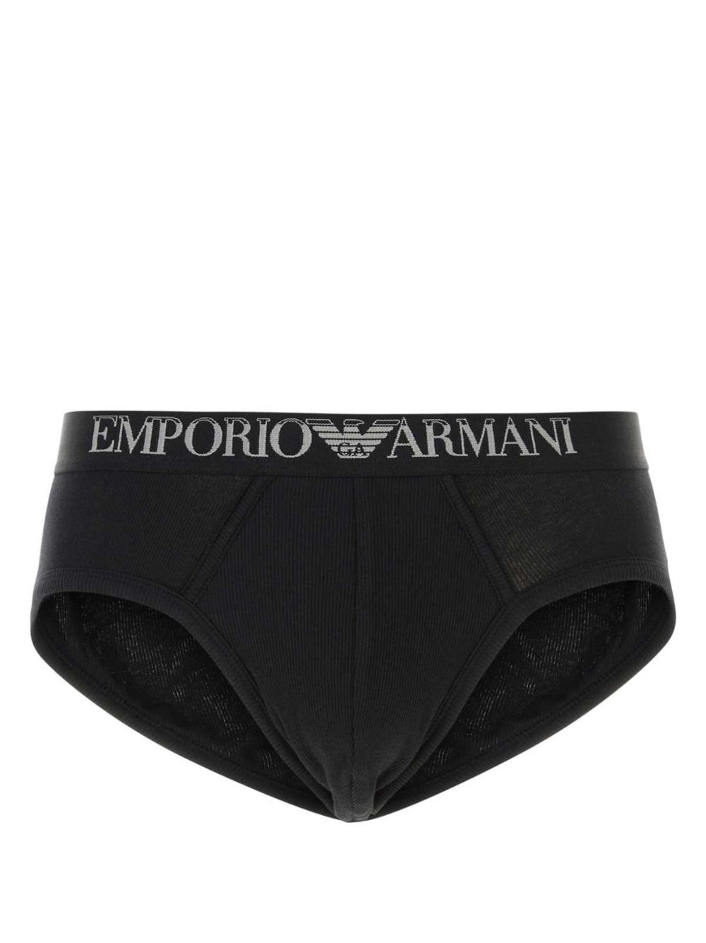 Emporio Armani logo腰边四角裤 - 黑色