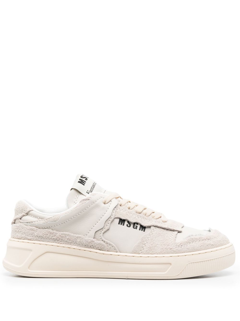 MSGM logo印花皮质运动鞋 - 中性色