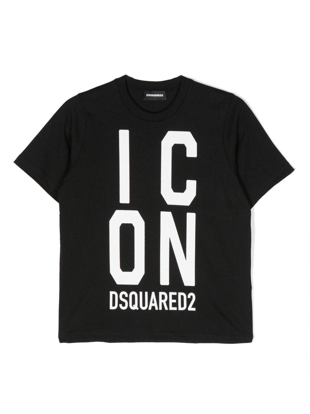 DSQUARED2 KIDS logo印花棉T恤 - 黑色