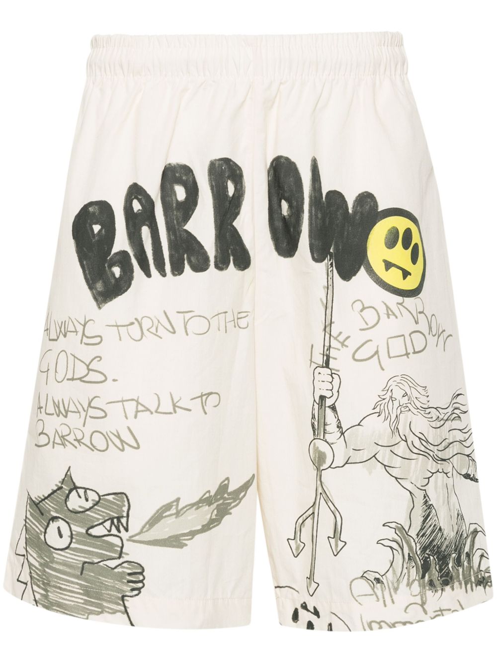 BARROW 图案印花府绸短裤 - 中性色