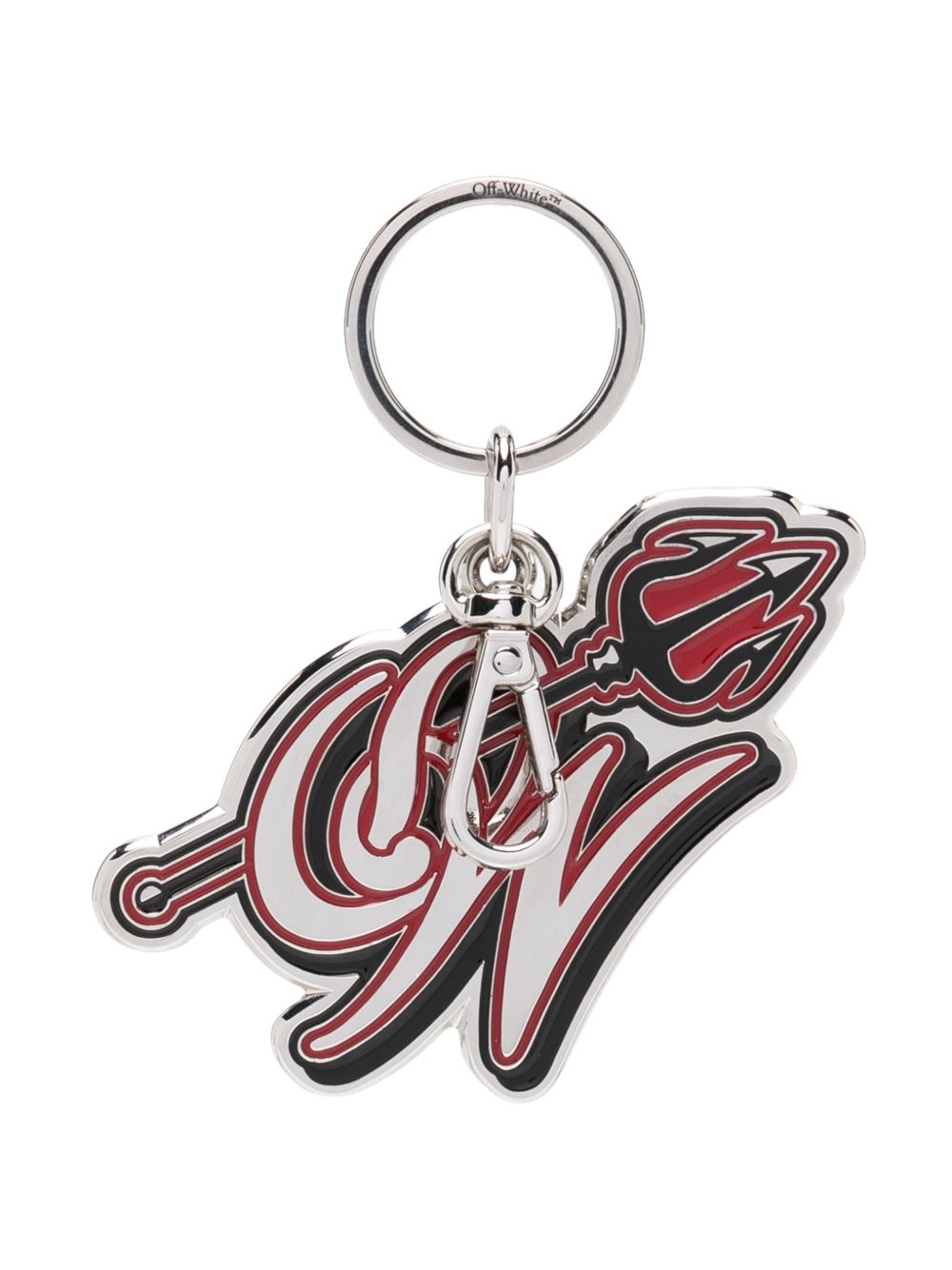 Off-White x AC Milan logo标牌钥匙扣 - 银色