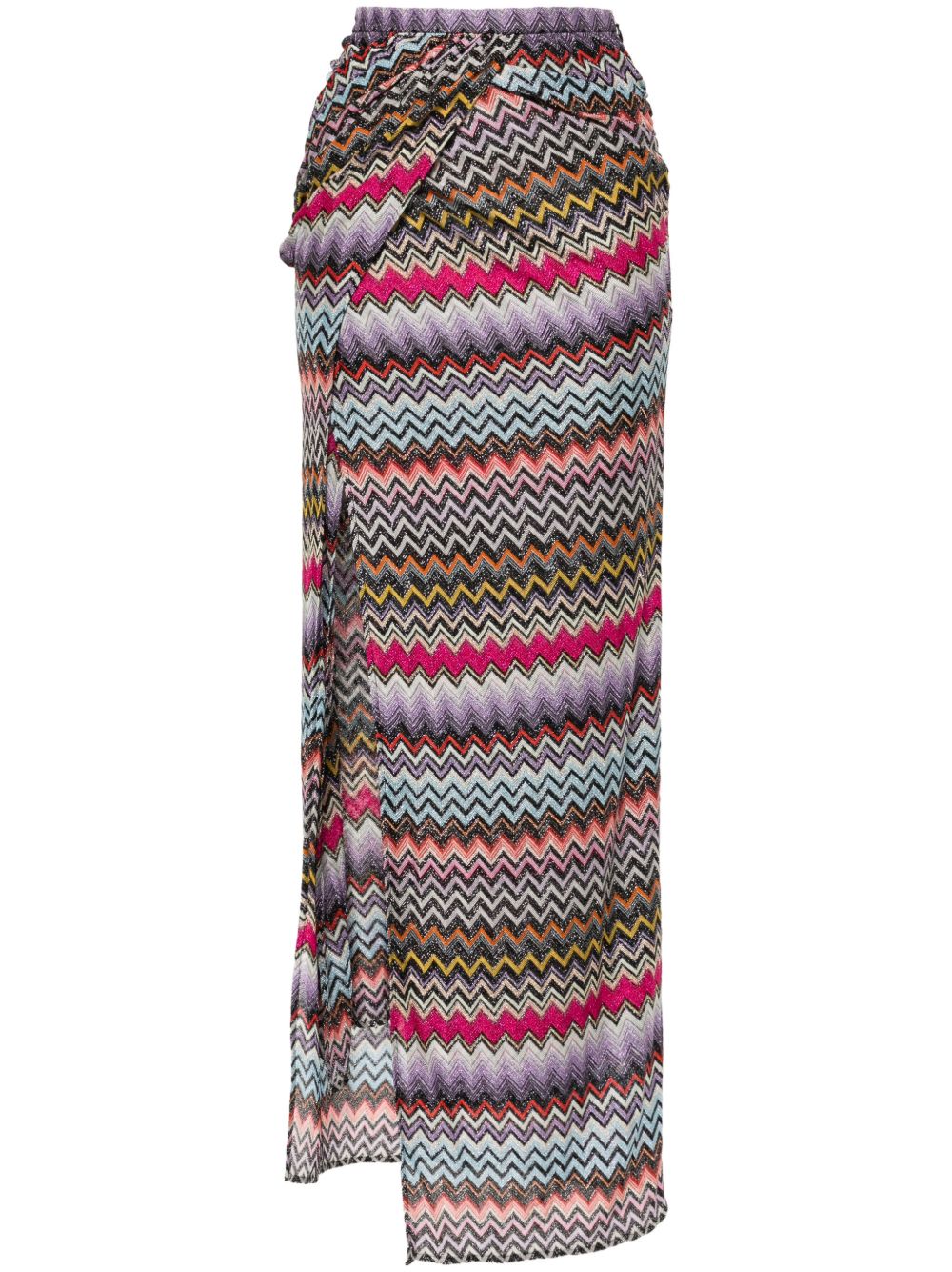 Missoni Z字形图案编织裹身式超长半身裙 - 蓝色