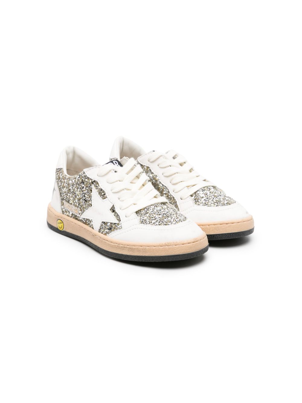 Golden Goose Kids Ball Star 贴花亮片金葱板鞋 - 白色