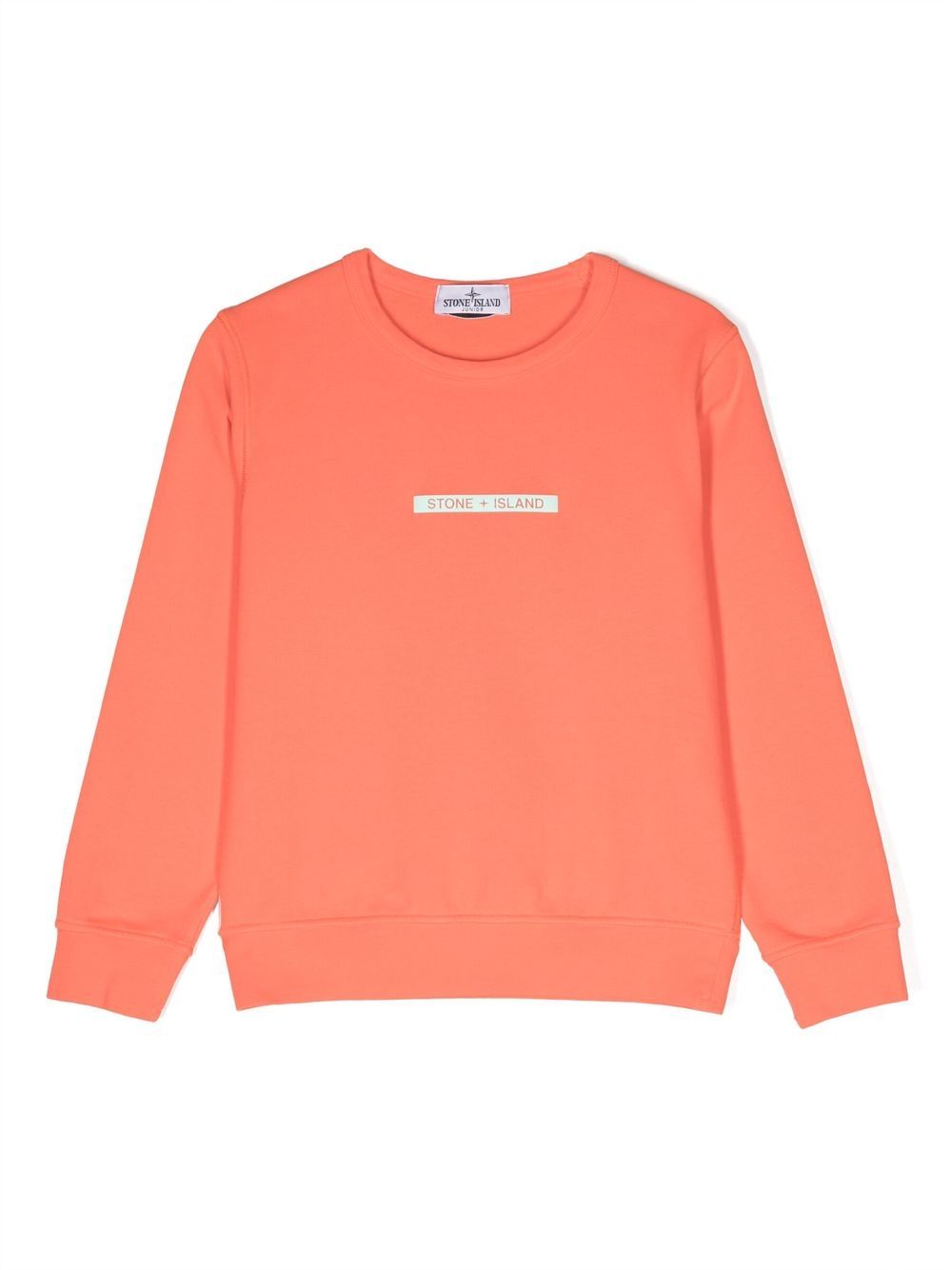 Stone Island Junior logo凹面压花棉卫衣 - 橘色