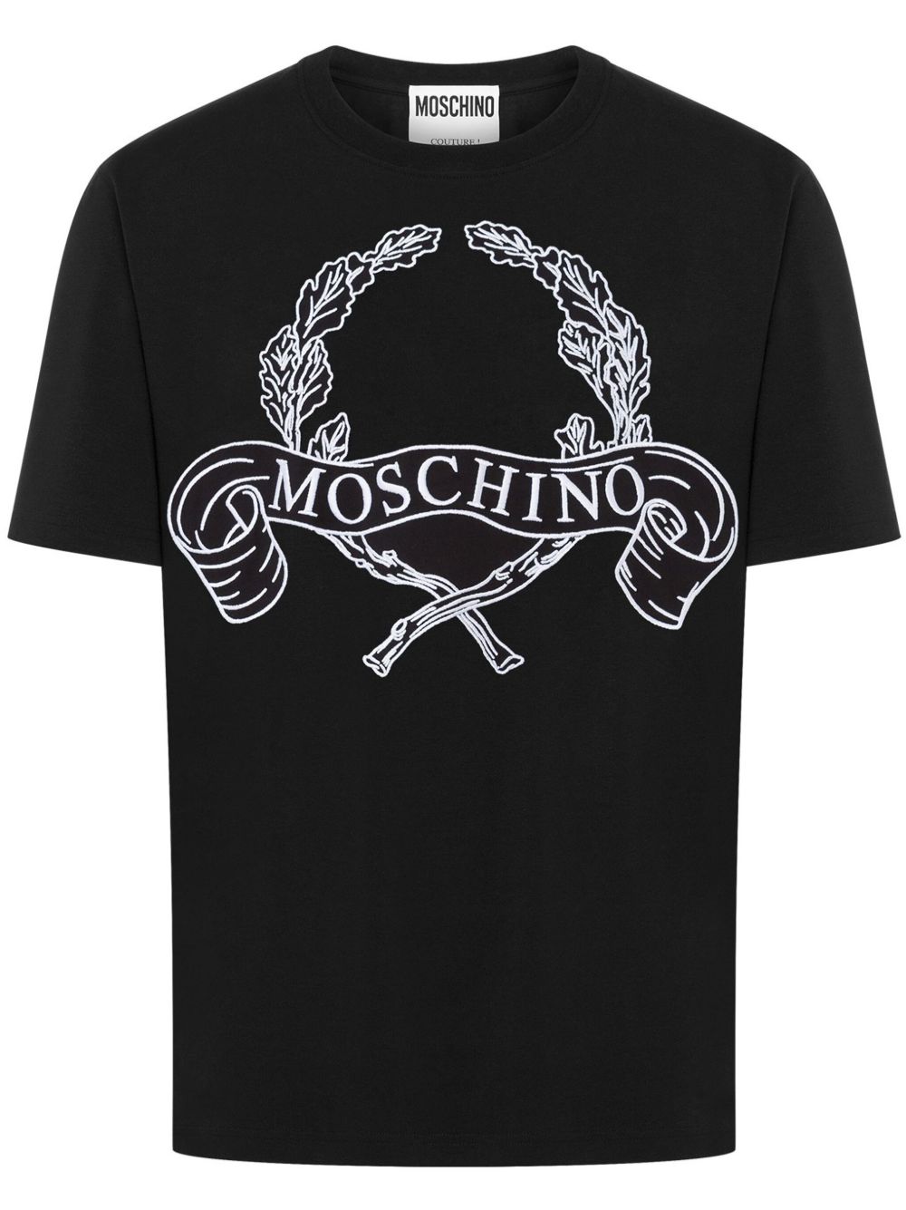 Moschino Laurel 印花平纹针织T恤 - 黑色