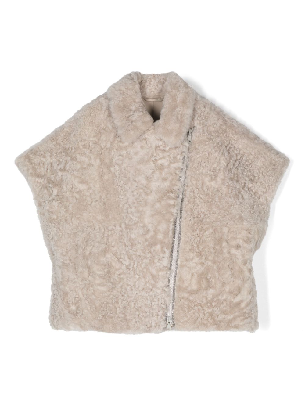 Brunello Cucinelli Kids 皮毛一体马甲 - 中性色