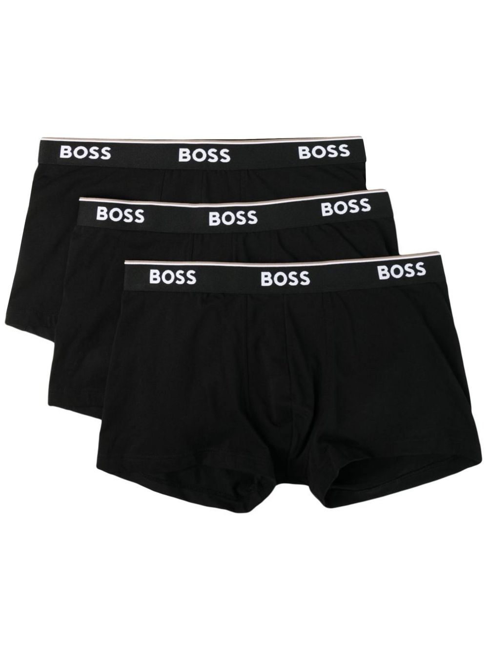 BOSS logo裤腰紧身四角裤（三件装） - 黑色