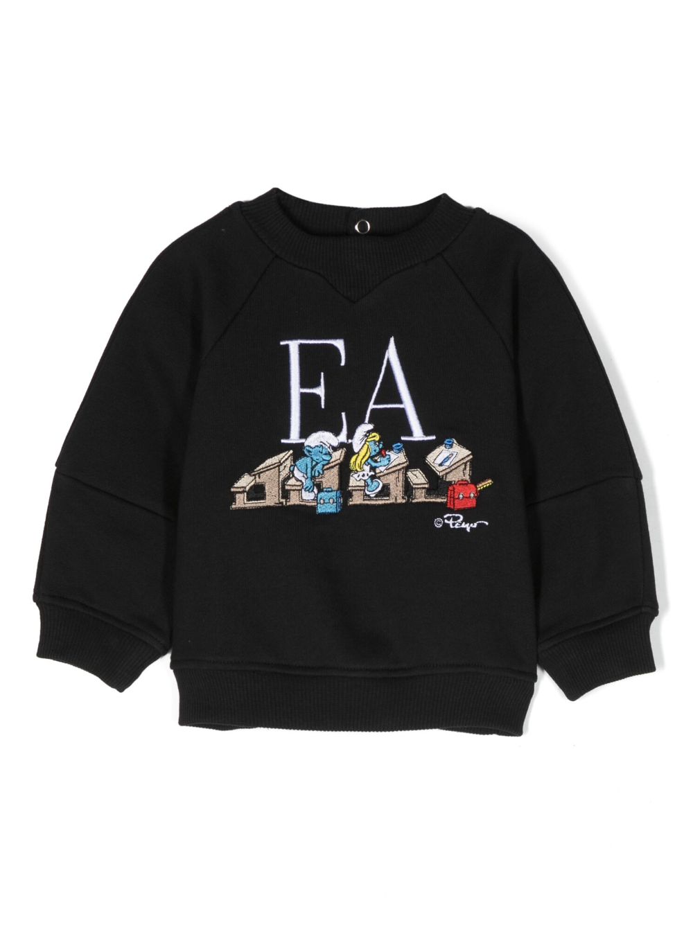 Emporio Armani Kids logo刺绣卫衣 - 蓝色